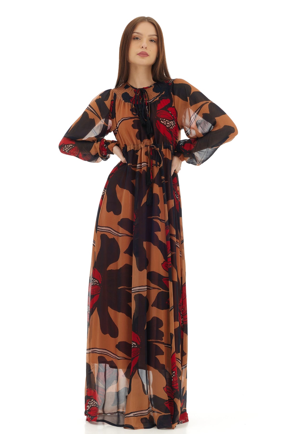 Orange and Brown Kaftan Dress