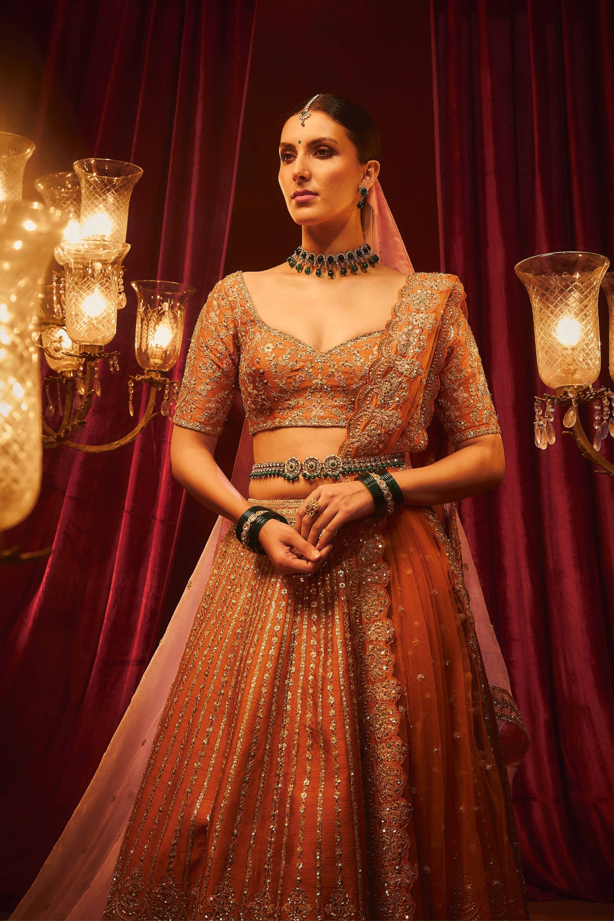 Shehnai Rust Lehenga Set