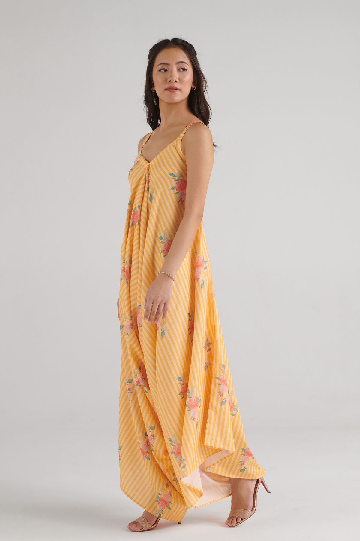 Amber Yellow Striped Palazzo Jumpsuit