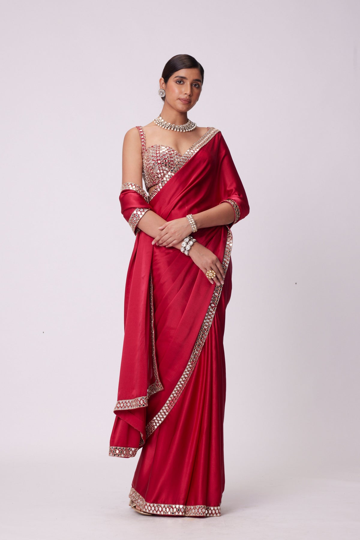 Crimson Red Saree Set