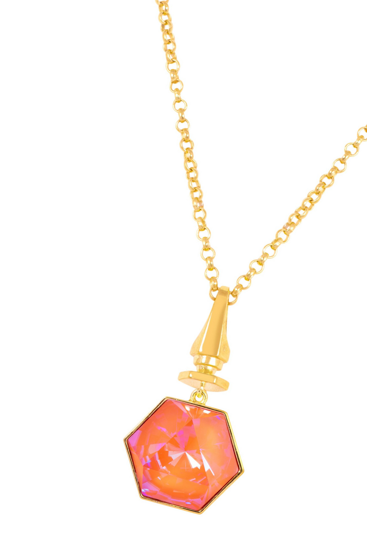 Hexa Crystal Necklace - Orange Dawn