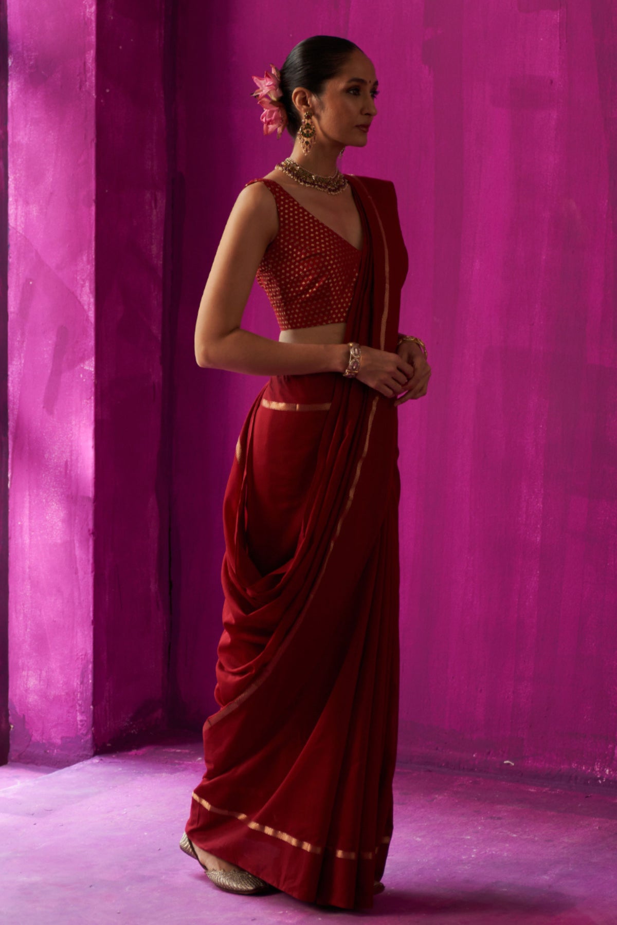 Heena Maroon Saree