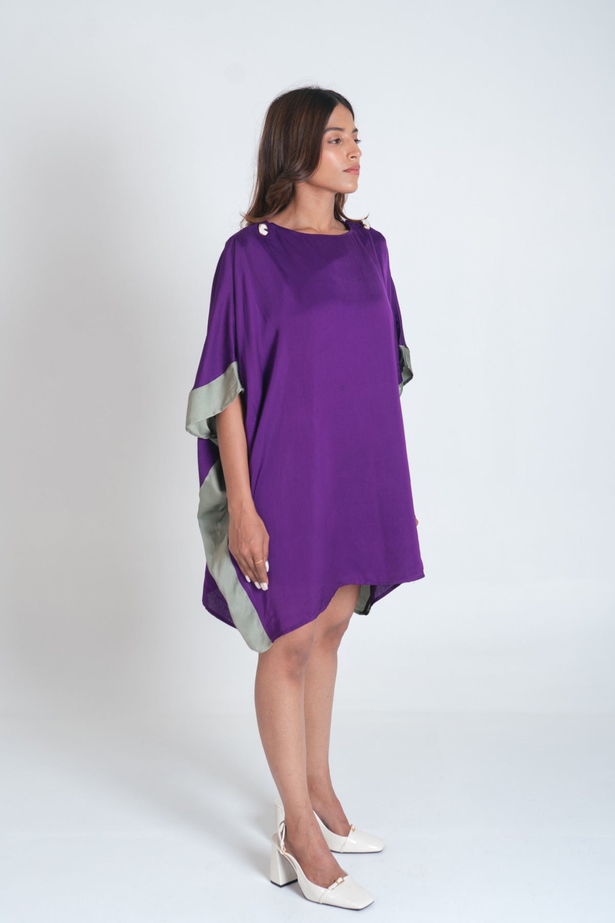 Purple- Green Short Kaftan Dress