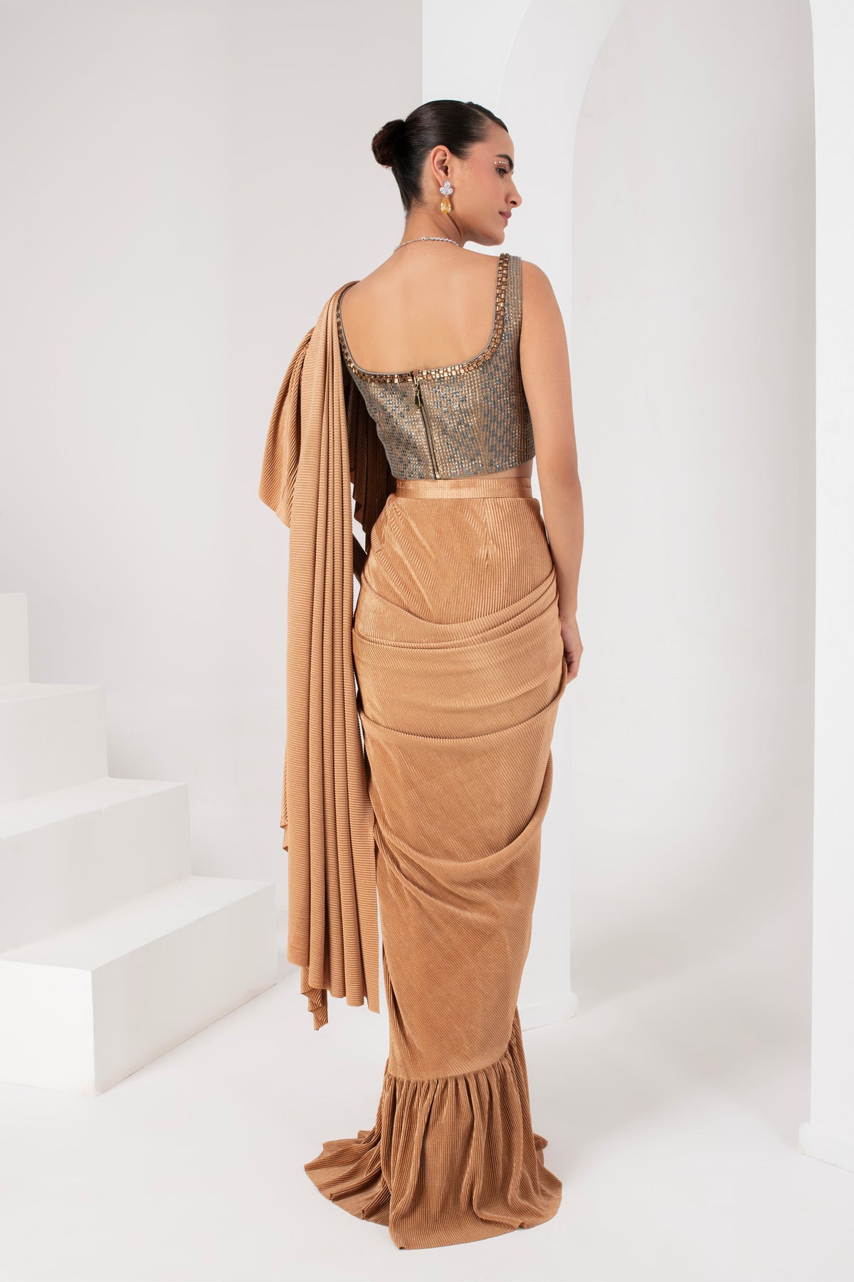 Gold Embellished Draped Saree