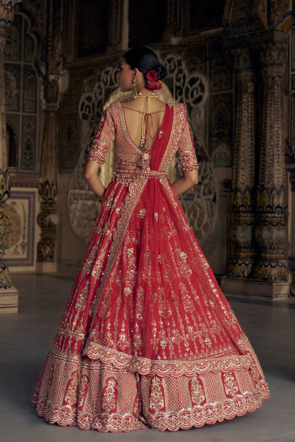 Blood Red Lehenga Choli Set