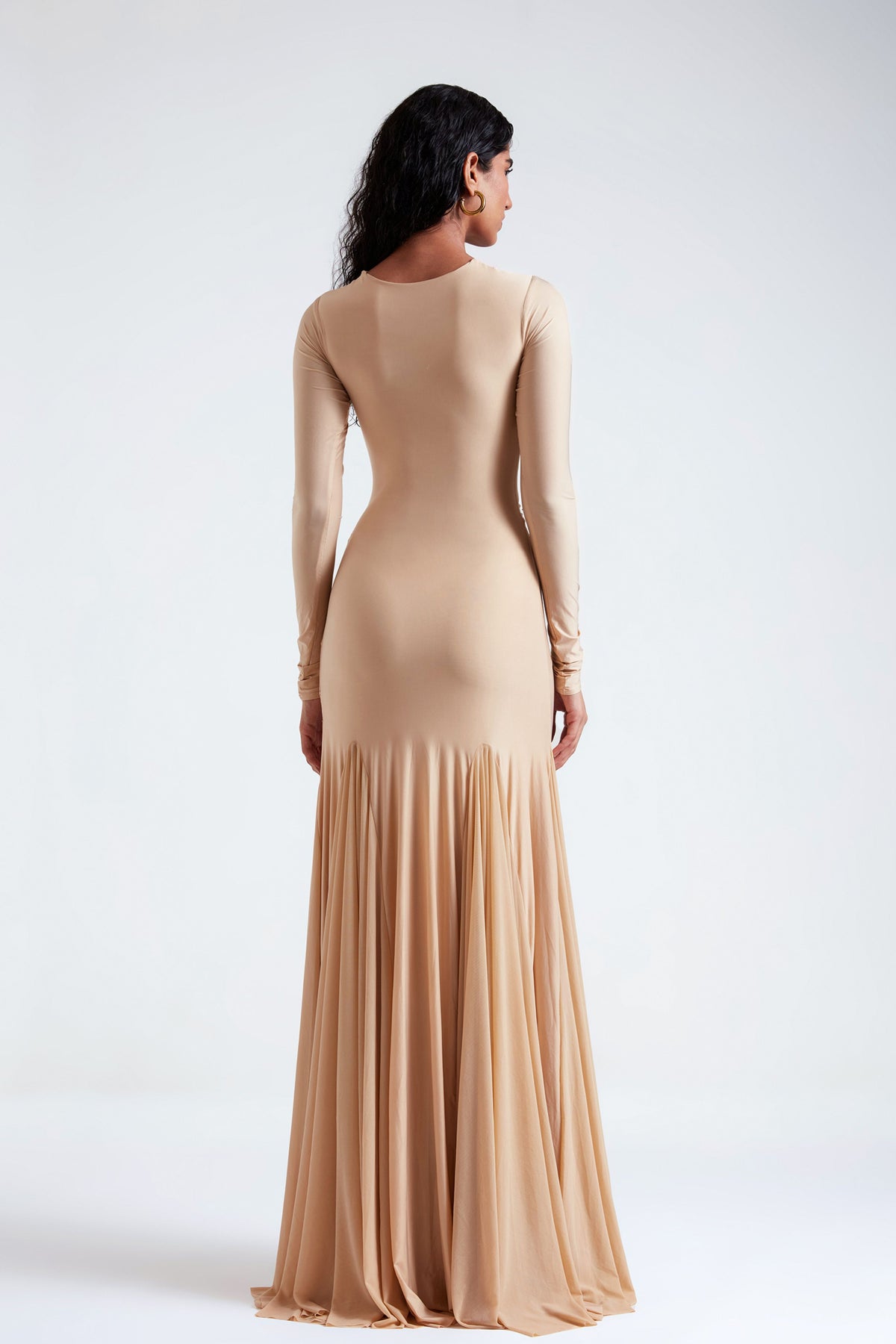 Wheat Beige Gown With Brooch