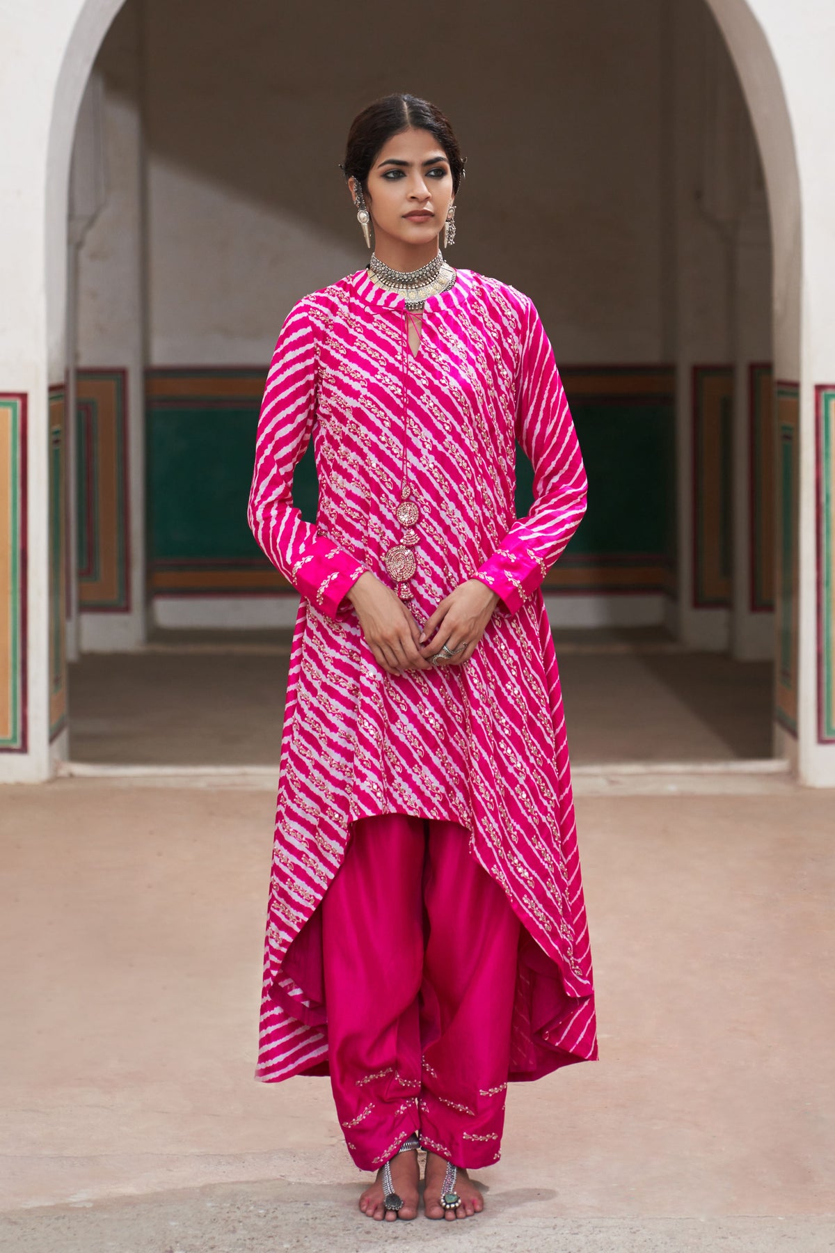 Leheriya High Low Kurta