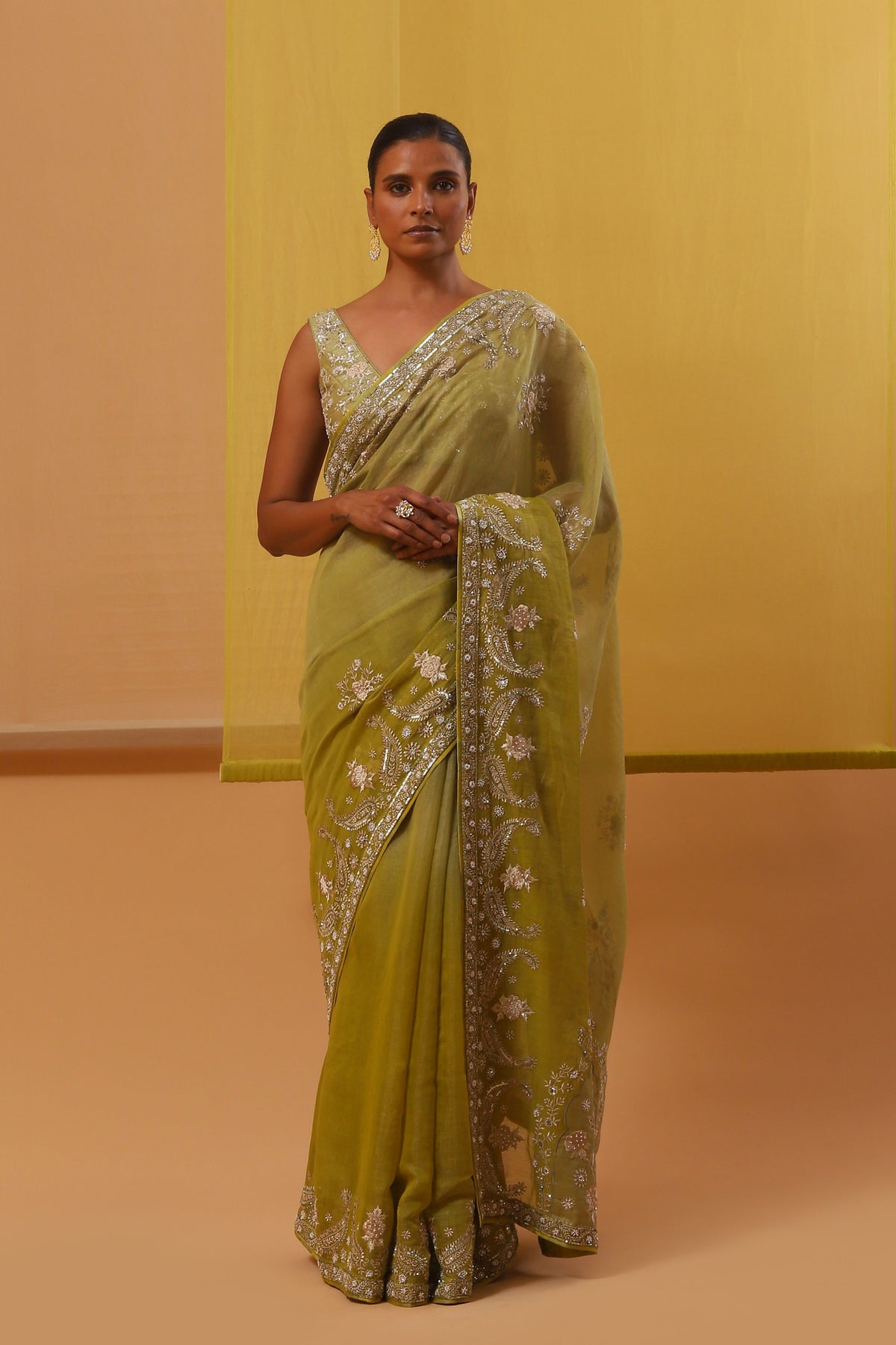 Green Lisna Saree Set