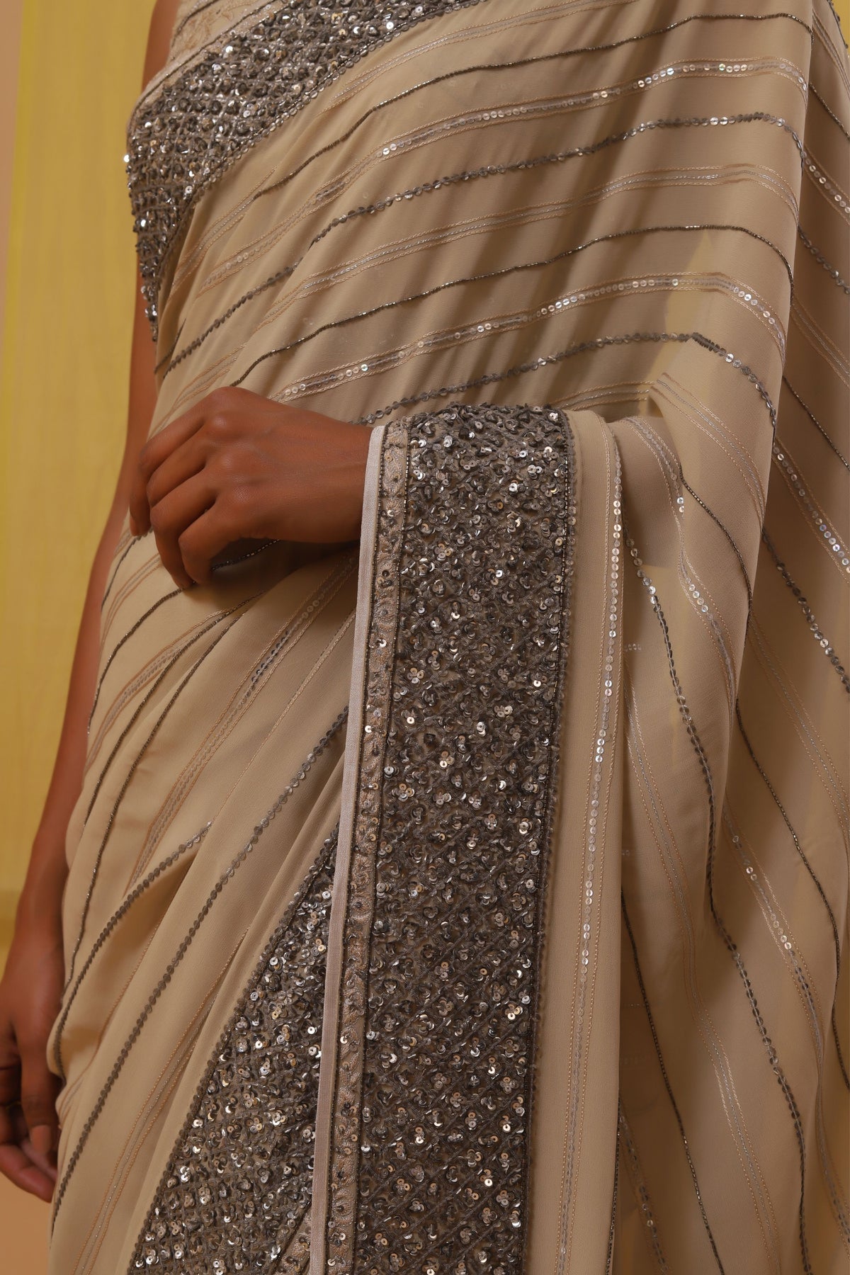 Beige Sidra Saree Set