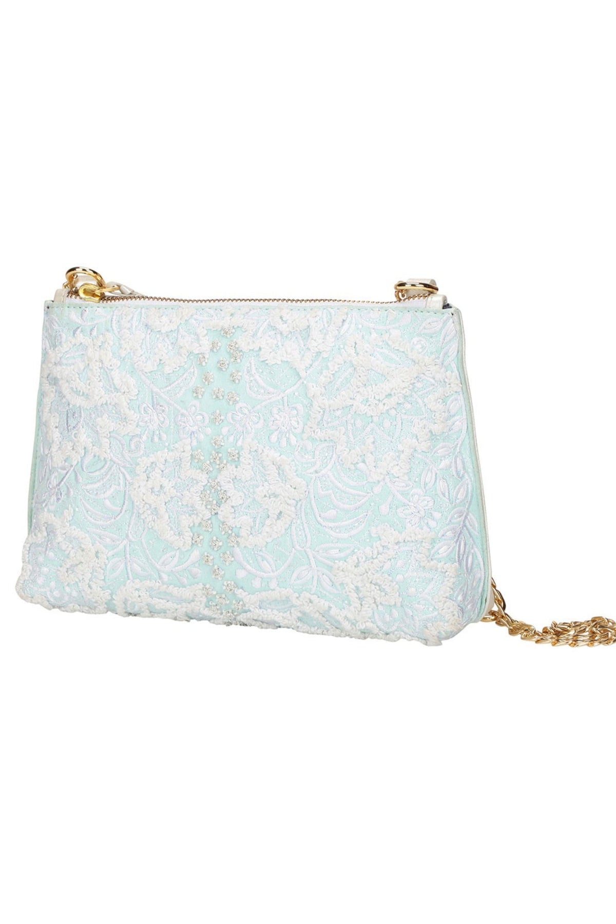 Carnation embroidered mint shoulder bag