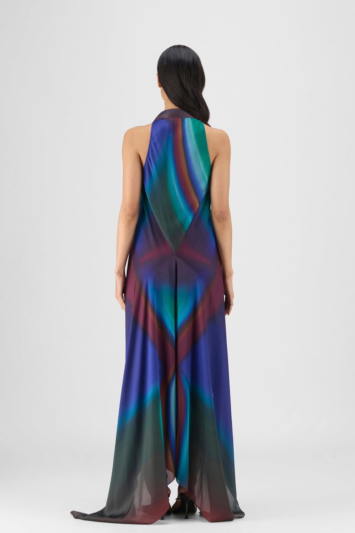 Pleated Watercolour Fluid Gown