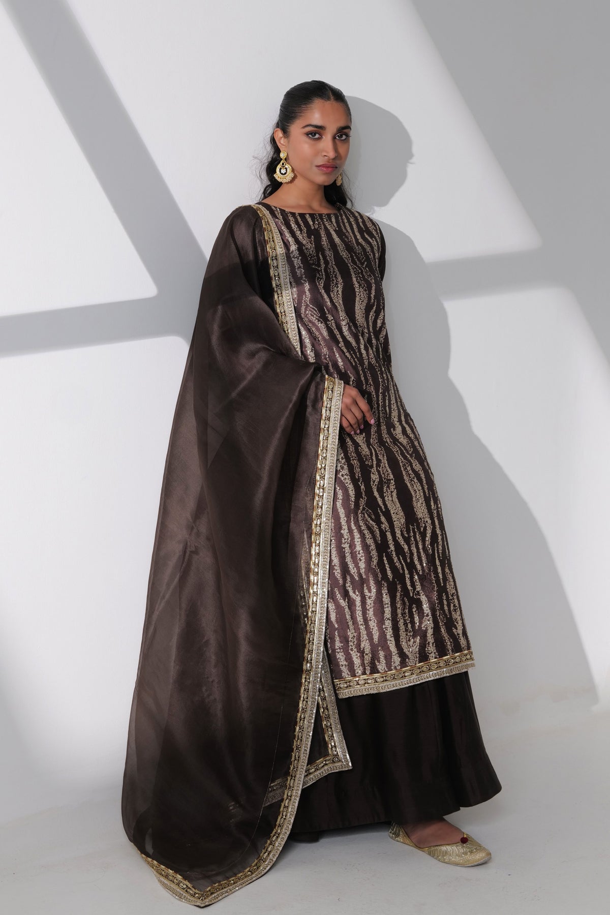 Brown Embroidery Kurta Set