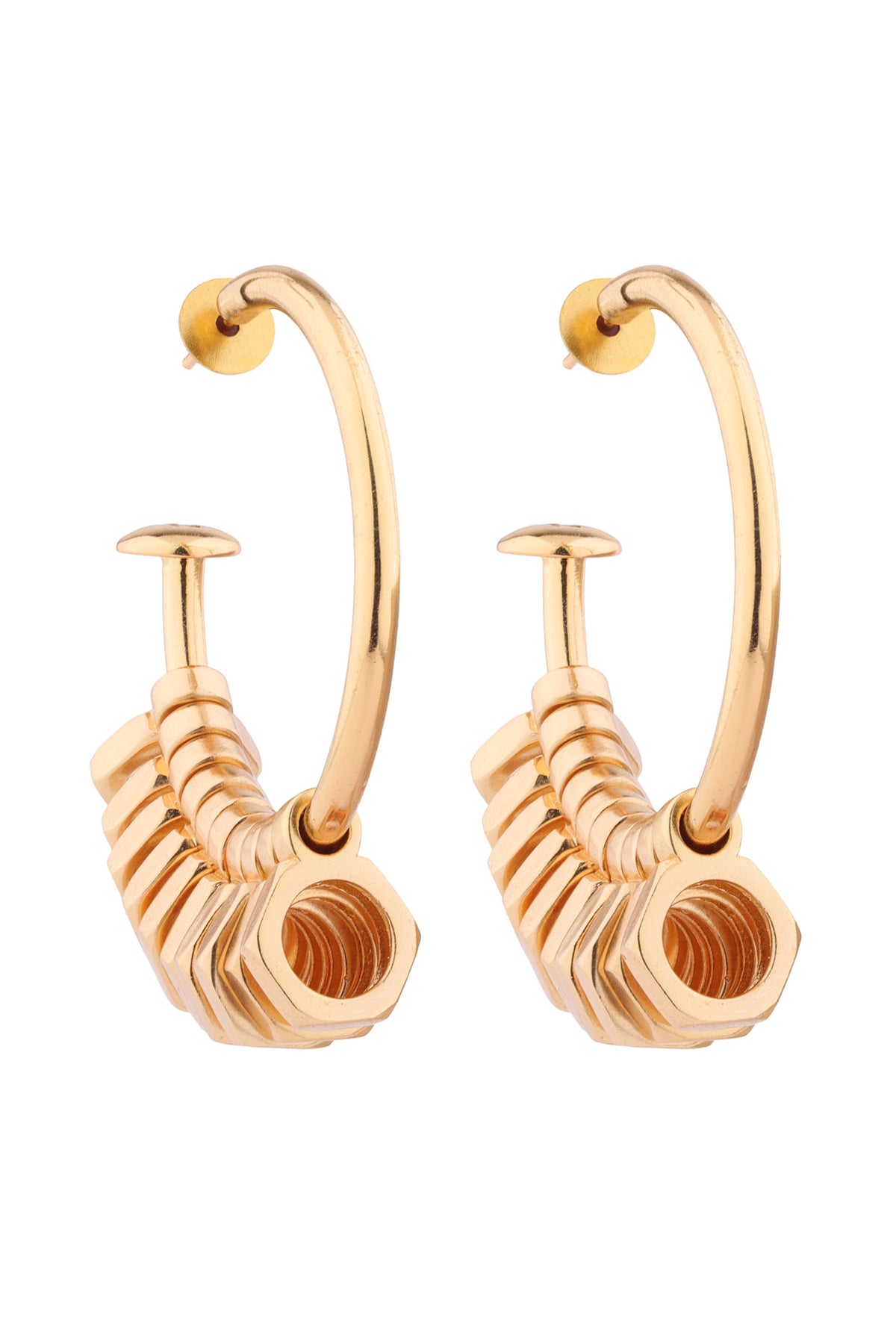 Golden Locknut Hoops Earring