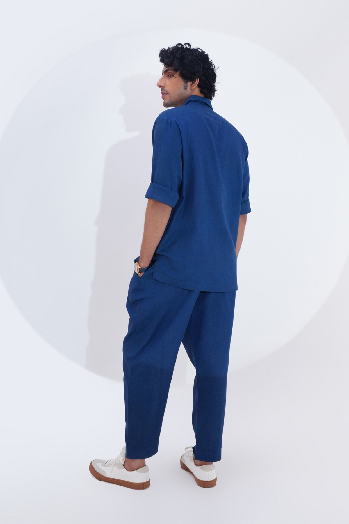 Indigo Pojagi Patch Work Shirt Set