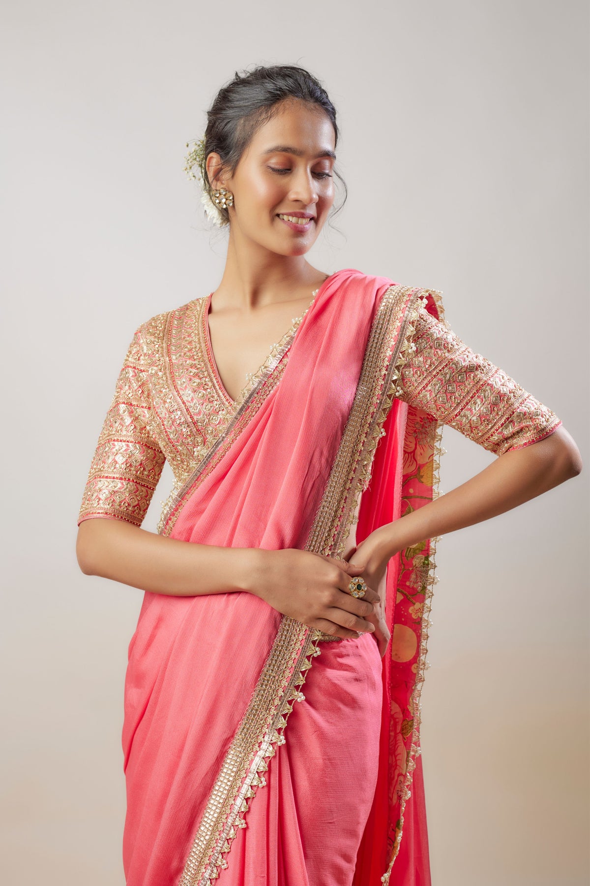 Maya Pink Saree Set