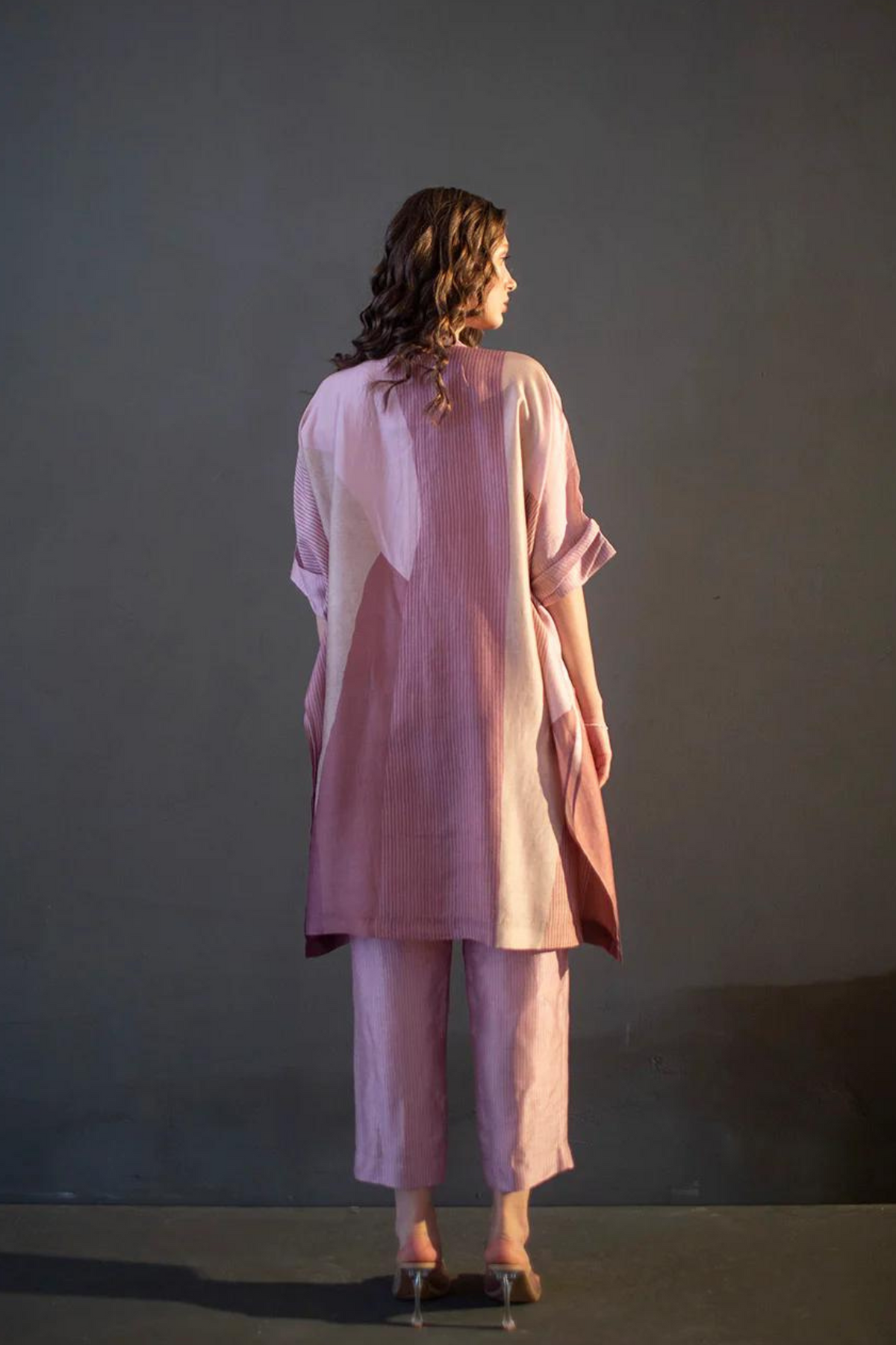 Dusky Pink Abstract Geometric Tunics Set