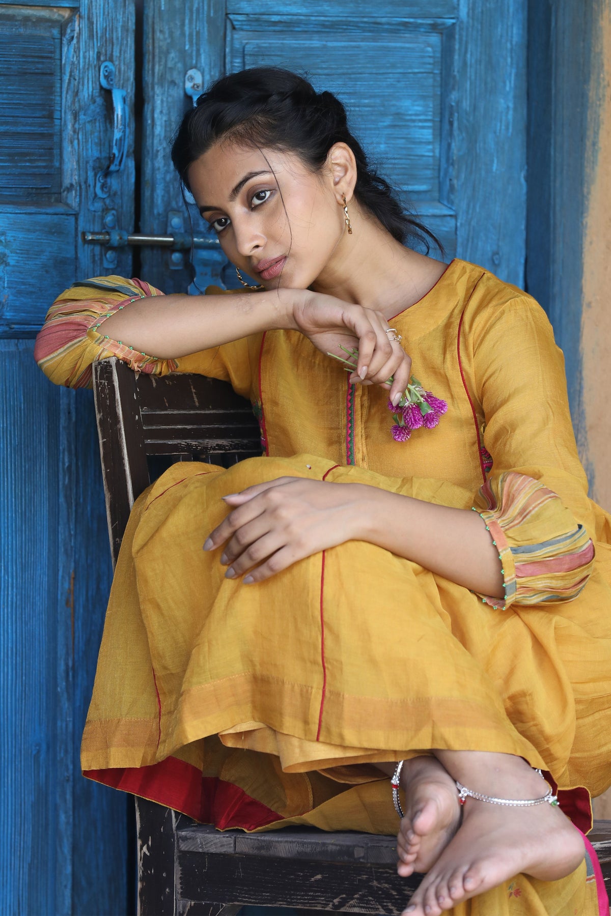 Mustard Yellow Chunnat Kurta Set