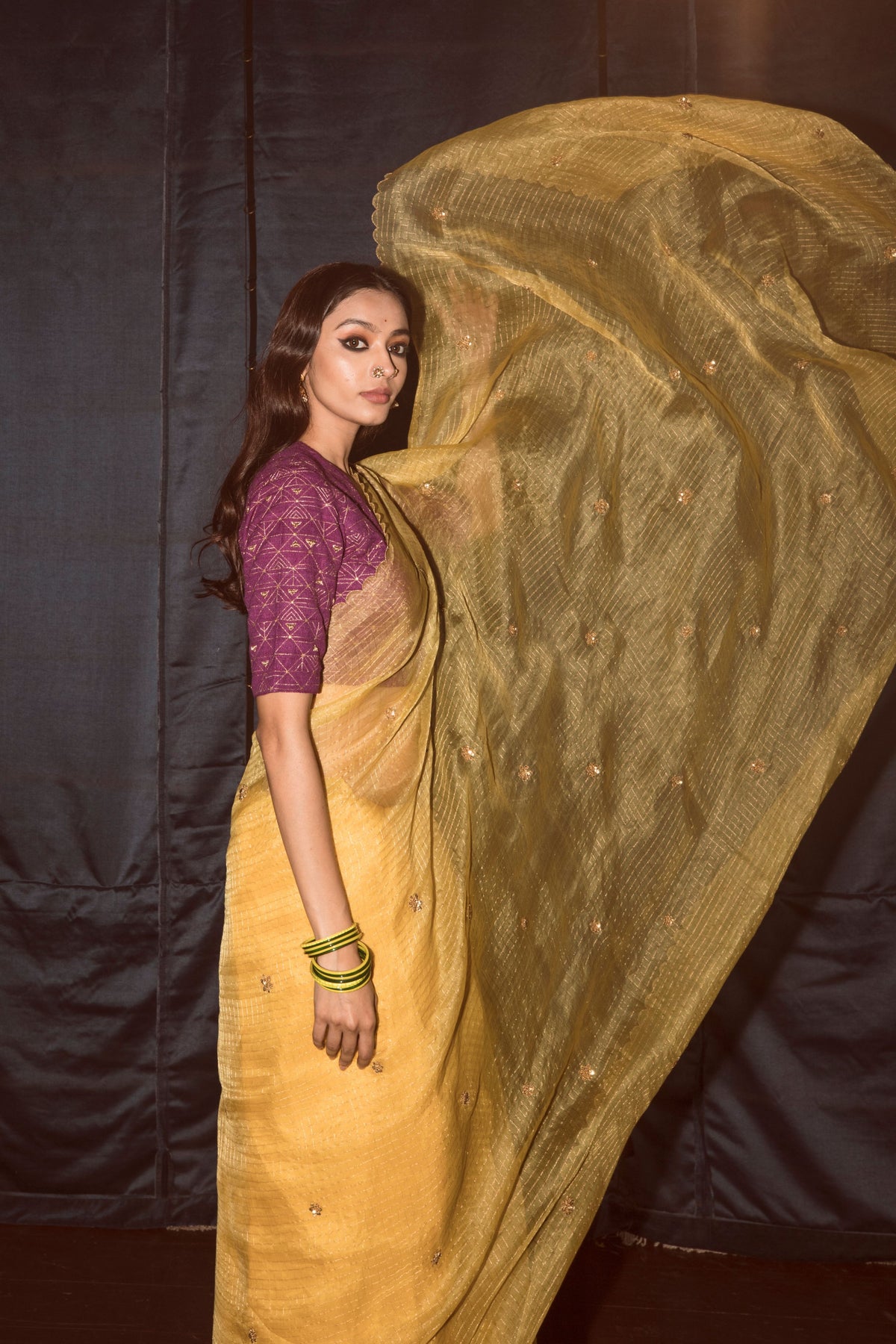 Silk zari saree with emrboiderd blouse