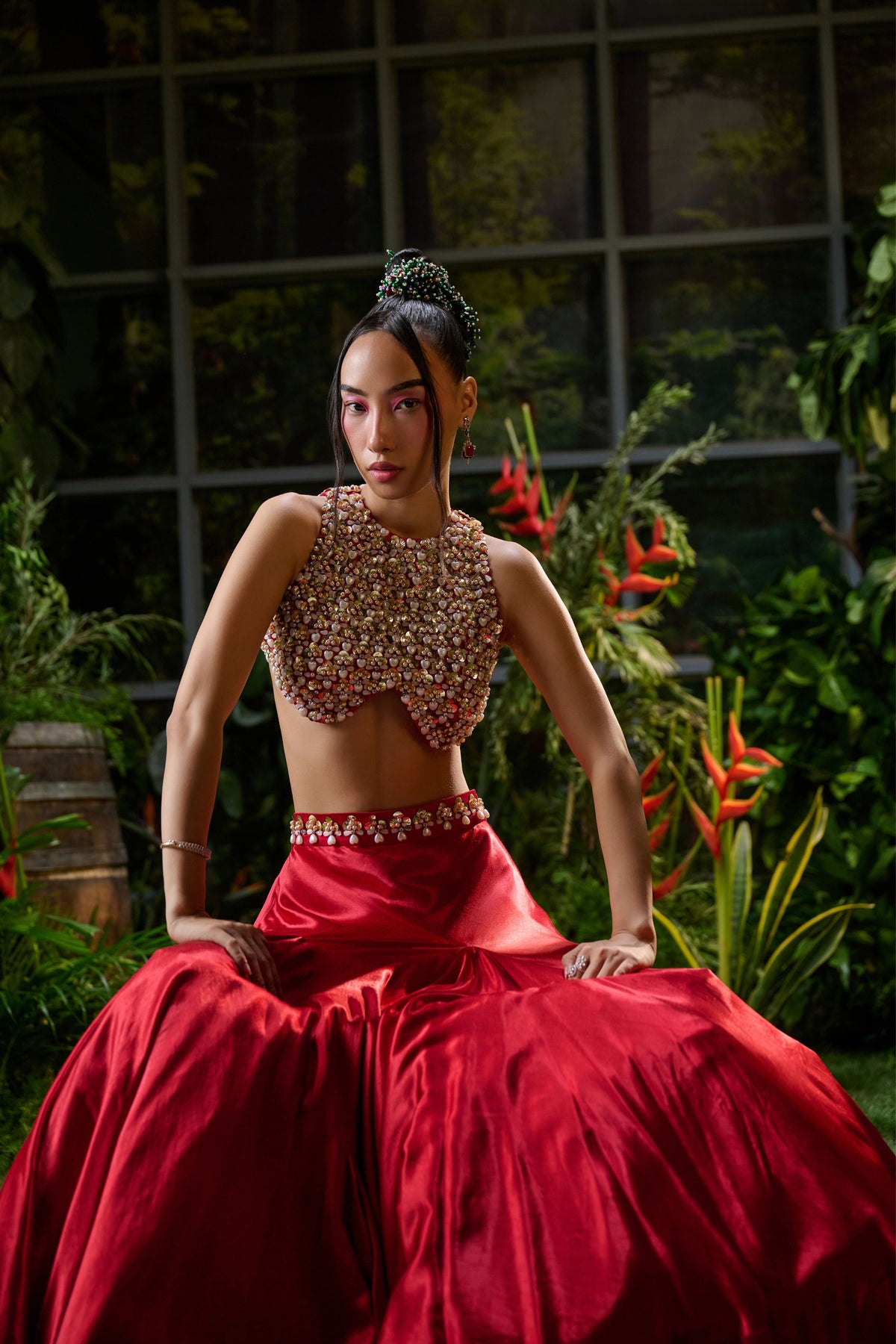 Red Modern Twist Lehenga