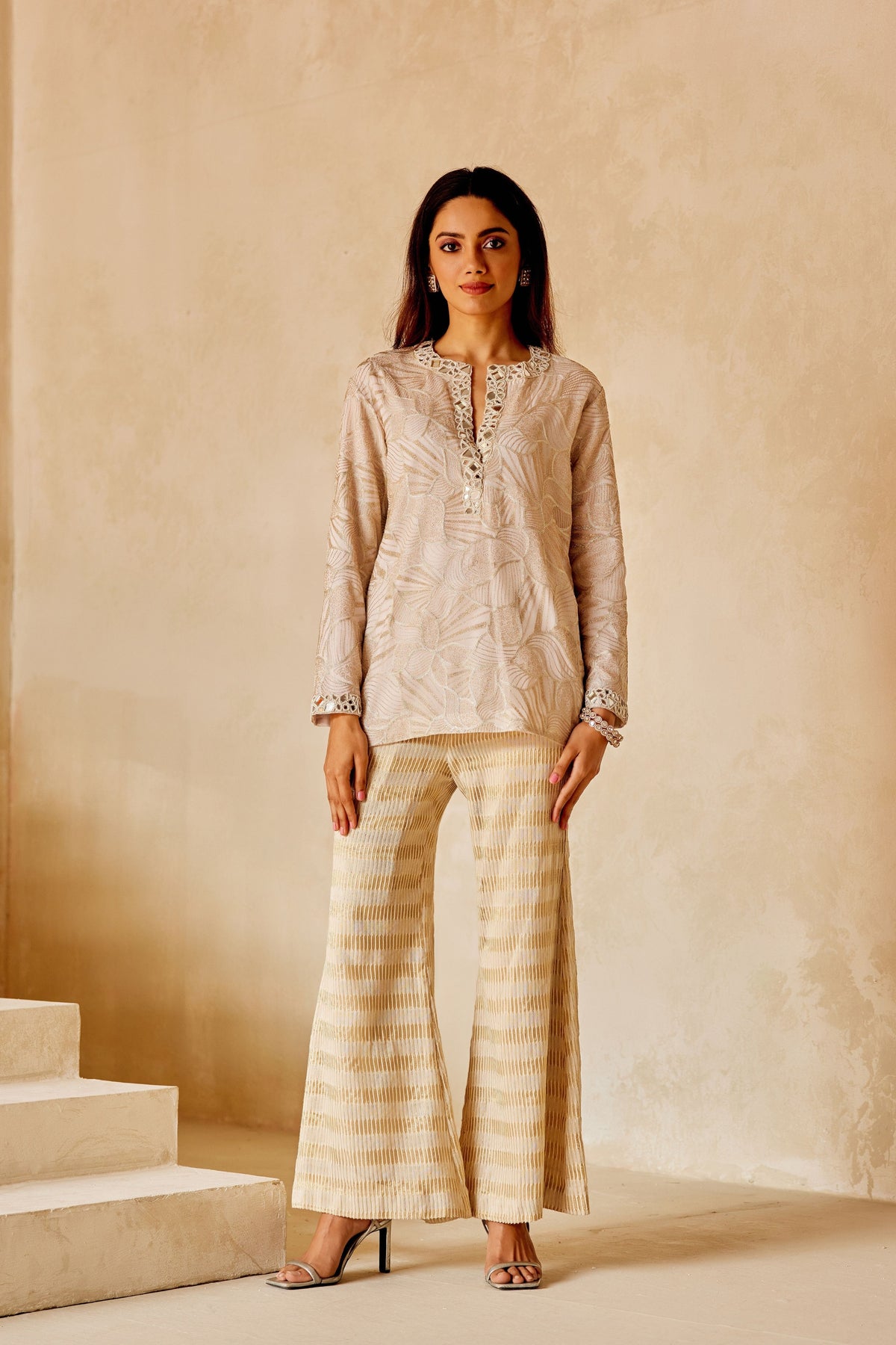 Mirrorwork Tunic in Beige