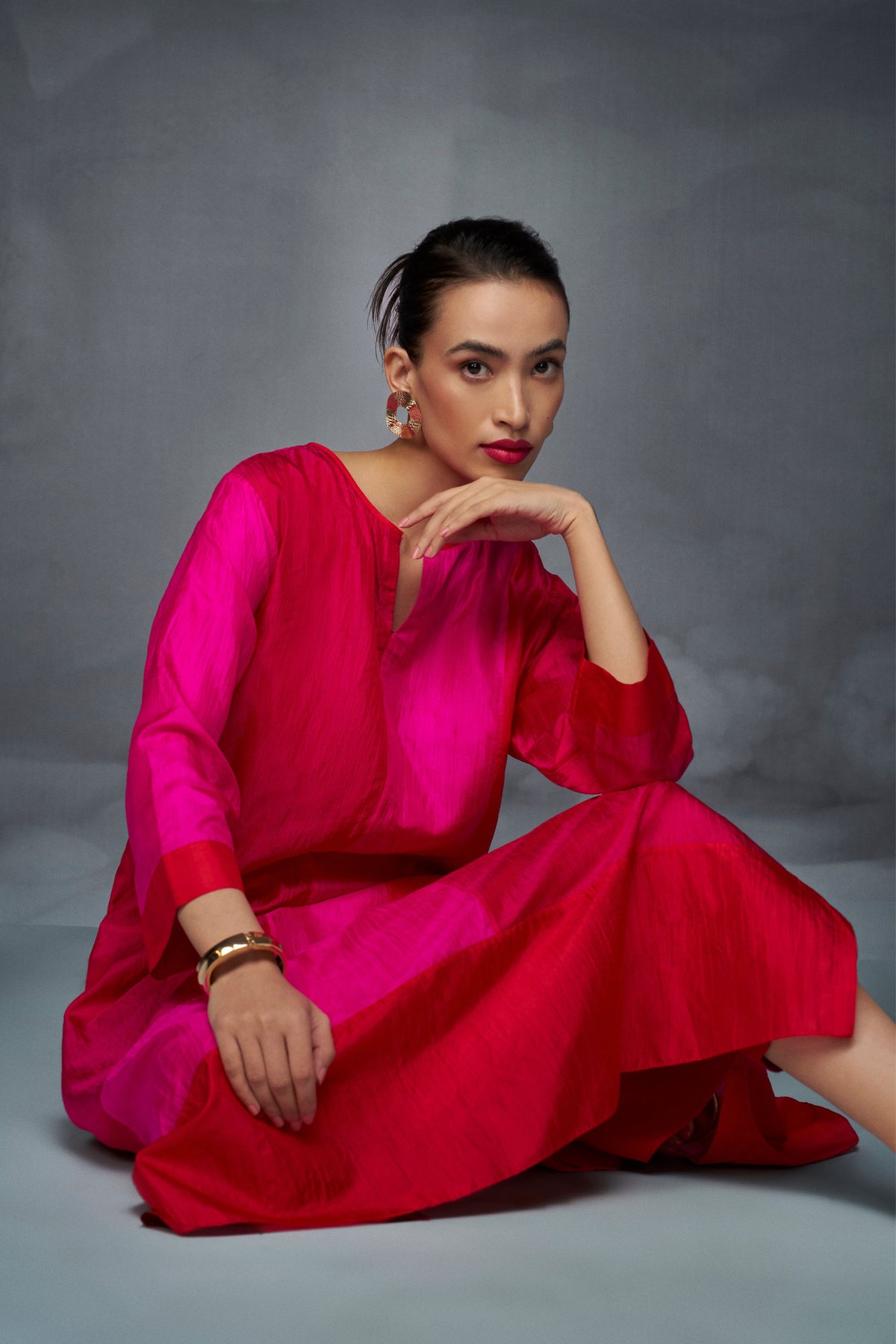 Red Pink Kurta Set