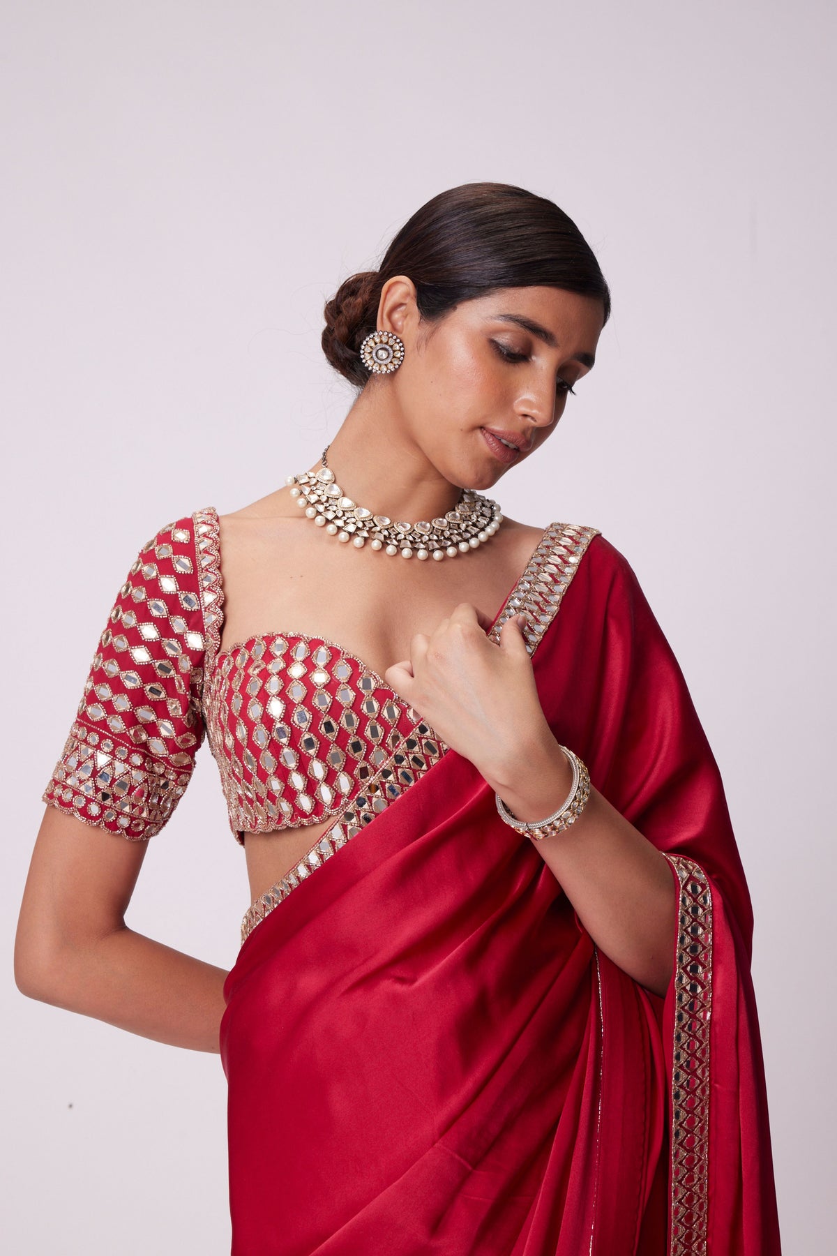 Crimson Red Saree Set