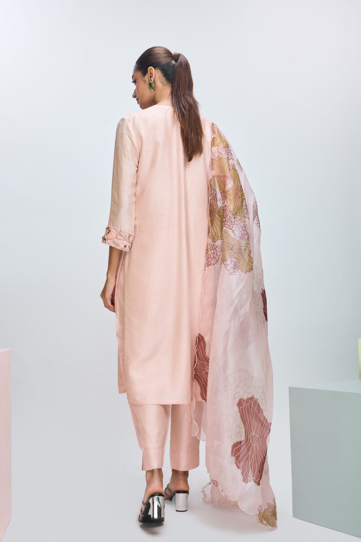 Embroidere Peach Kurta Set