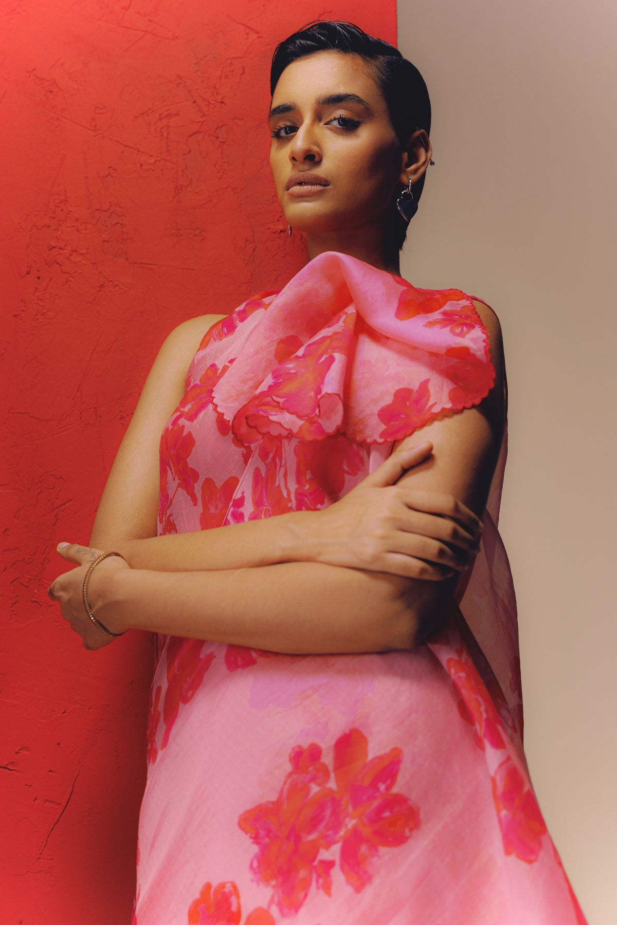 Pink Anthurium Round Neck Dress