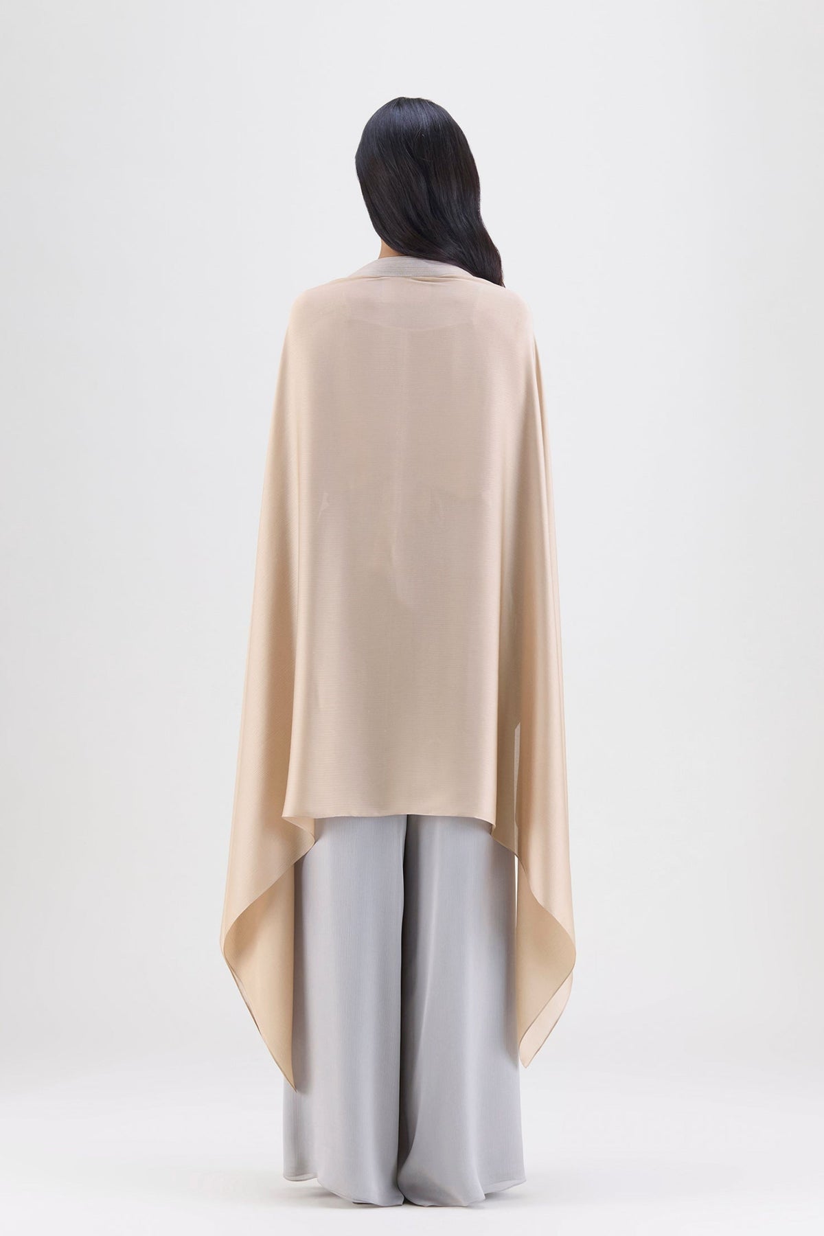 Sand Metallic Sructured Cape Set