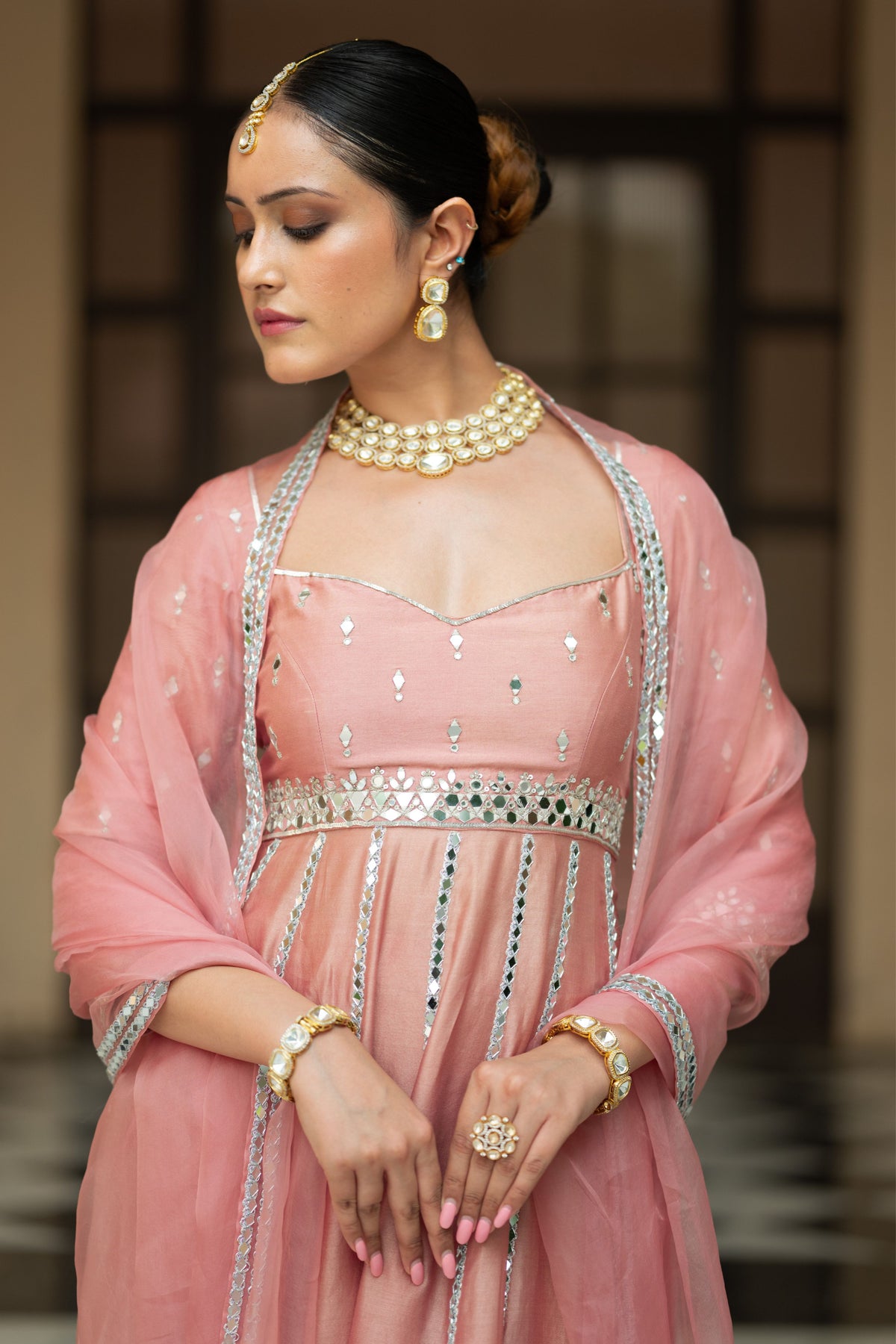 Onion Pink Anarkali Set