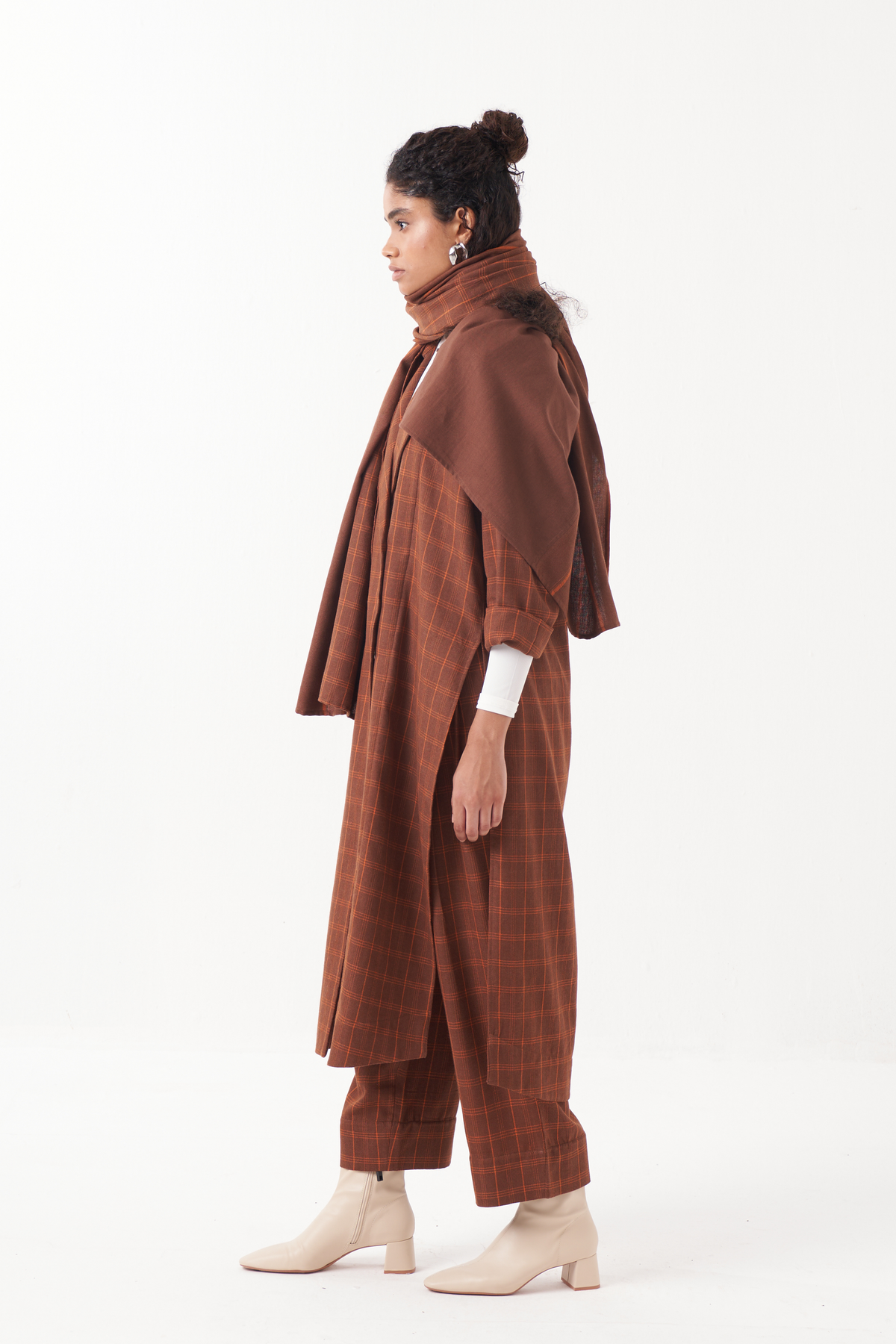 Brown Overlap Kaftan Set