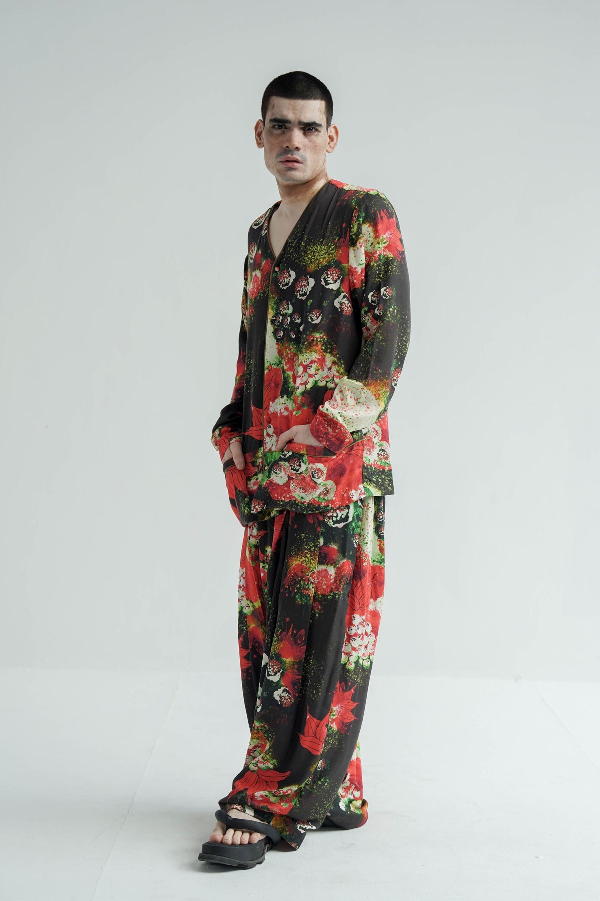 Red Florid Mens Co-ord Set