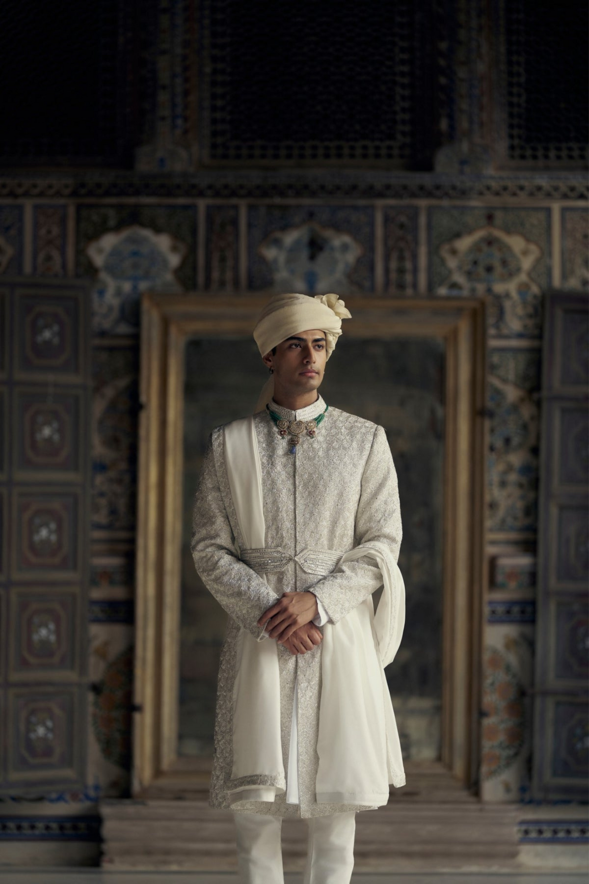 Raw Silk Sherwani Set