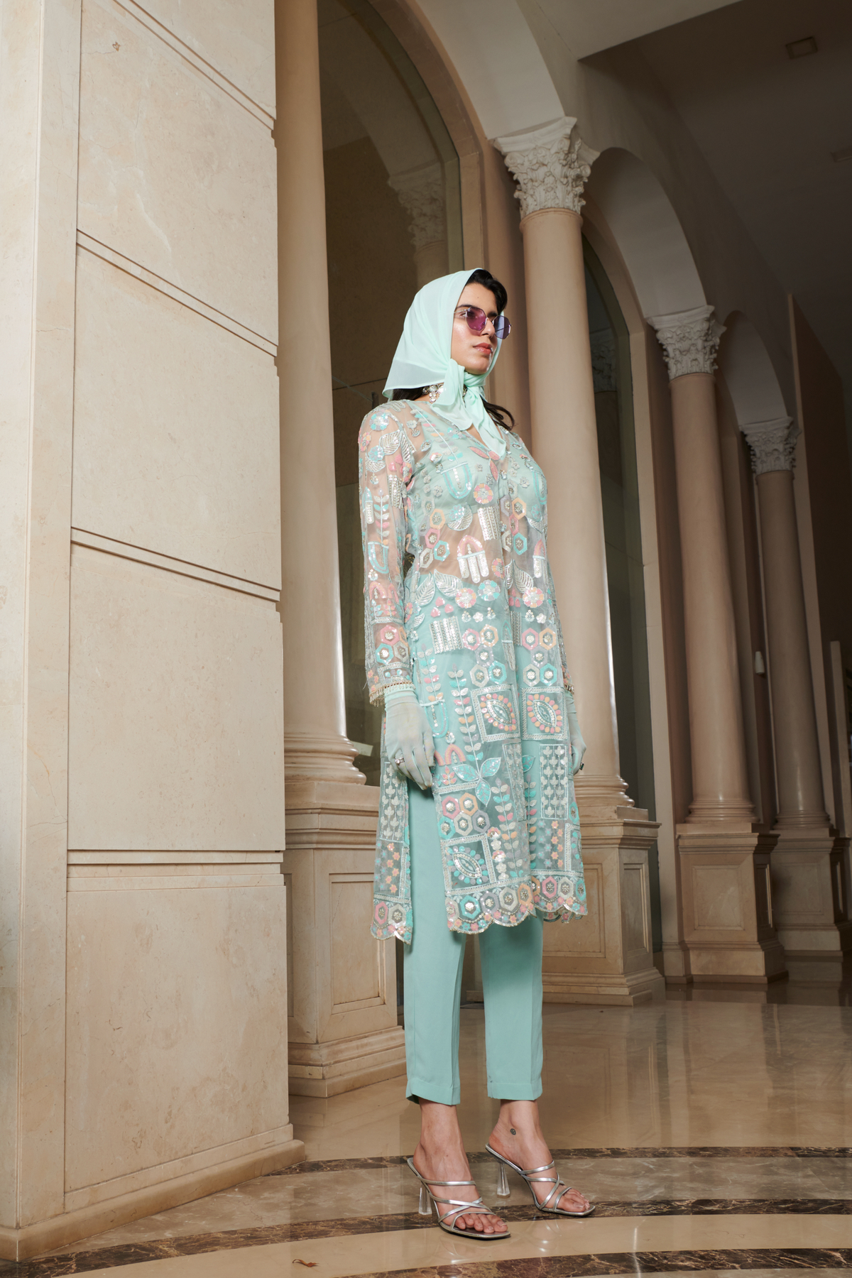 Blue Motif Kurta Set