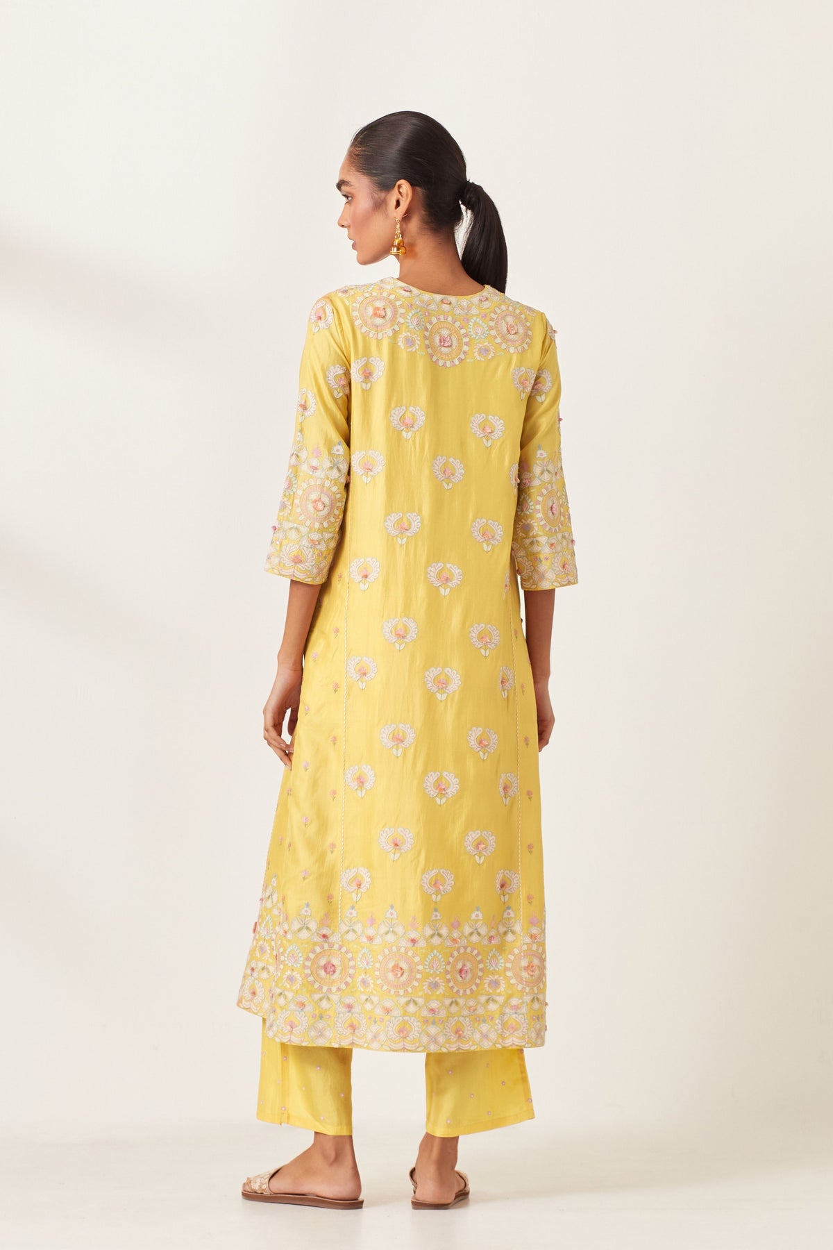 Yellow Kalidar Straight Kurta Set