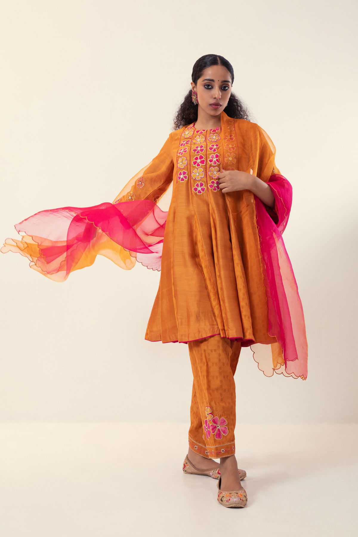 Mustard Panelled Short Kurta