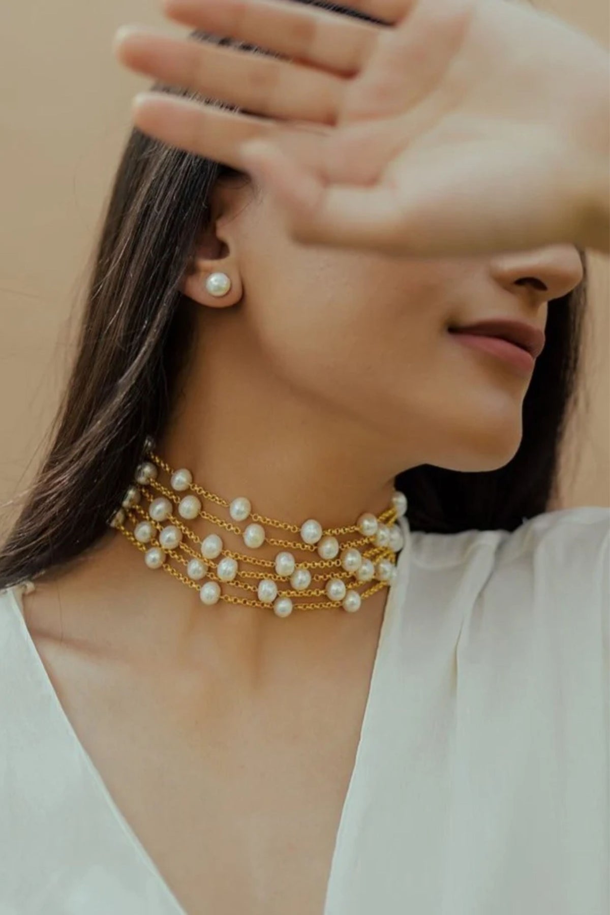 White Chained Choker Necklace