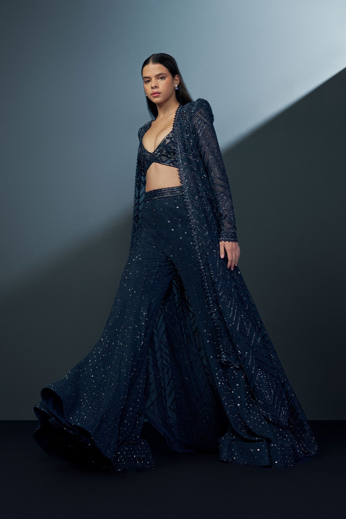 Twilight Blue Sharara With Jacket