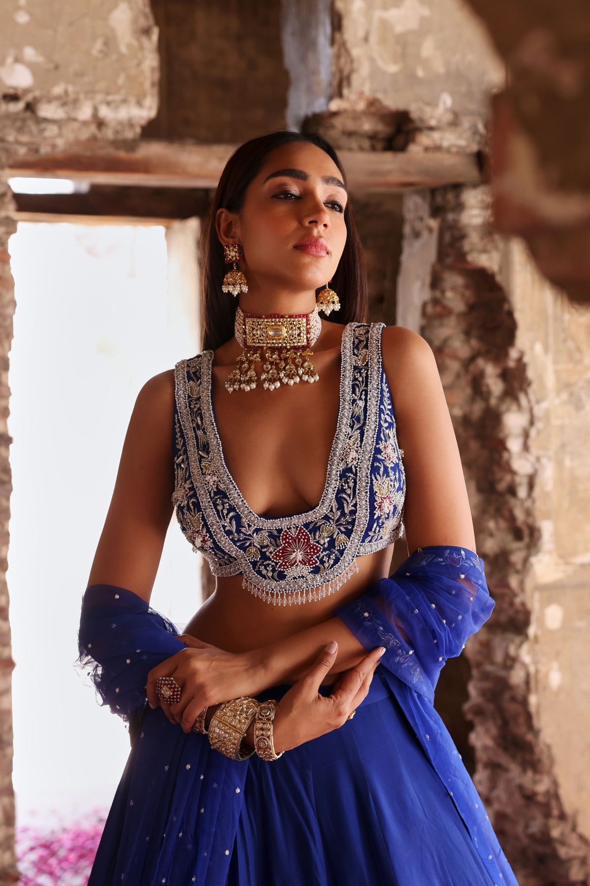 Meera Lehenga in Electric Blue