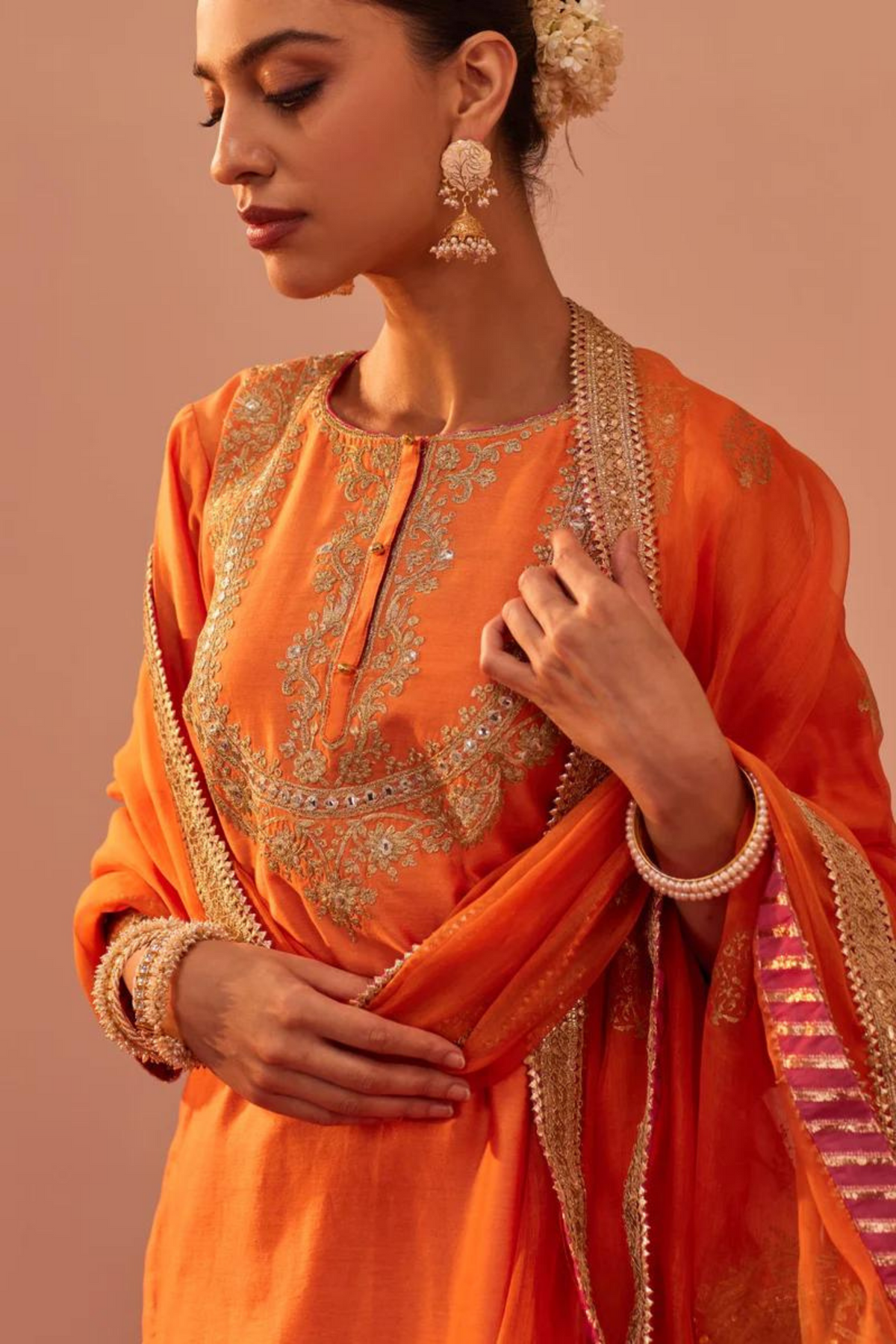 Nafisah Orange Kurta Set