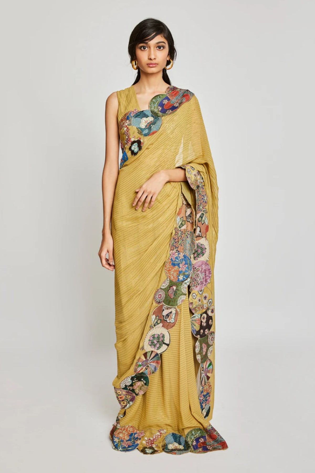 Mustard Serra Saree