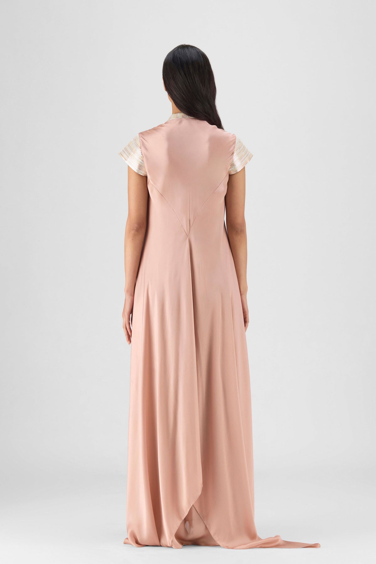 Metallic Rose Paneled Gown