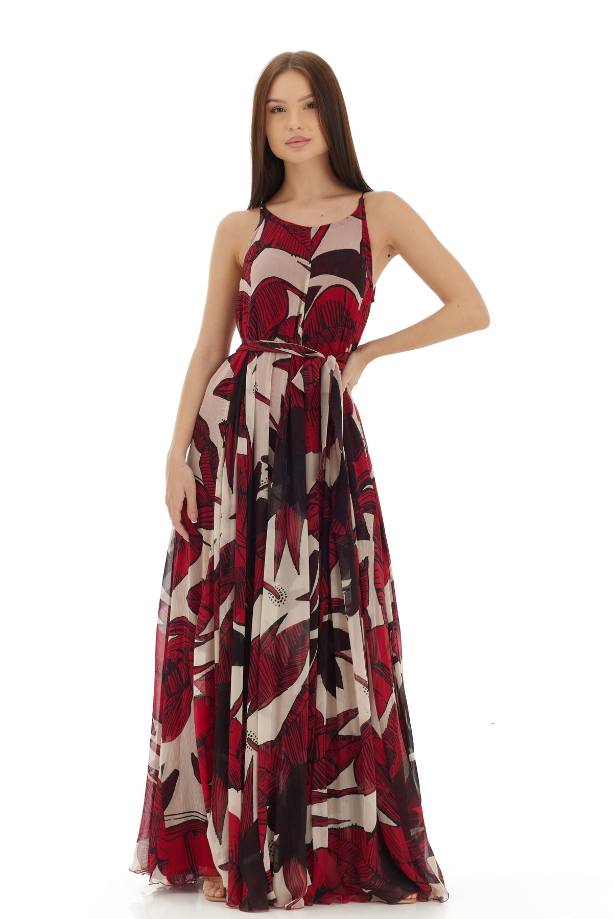 Offwhite and Red Long Dress