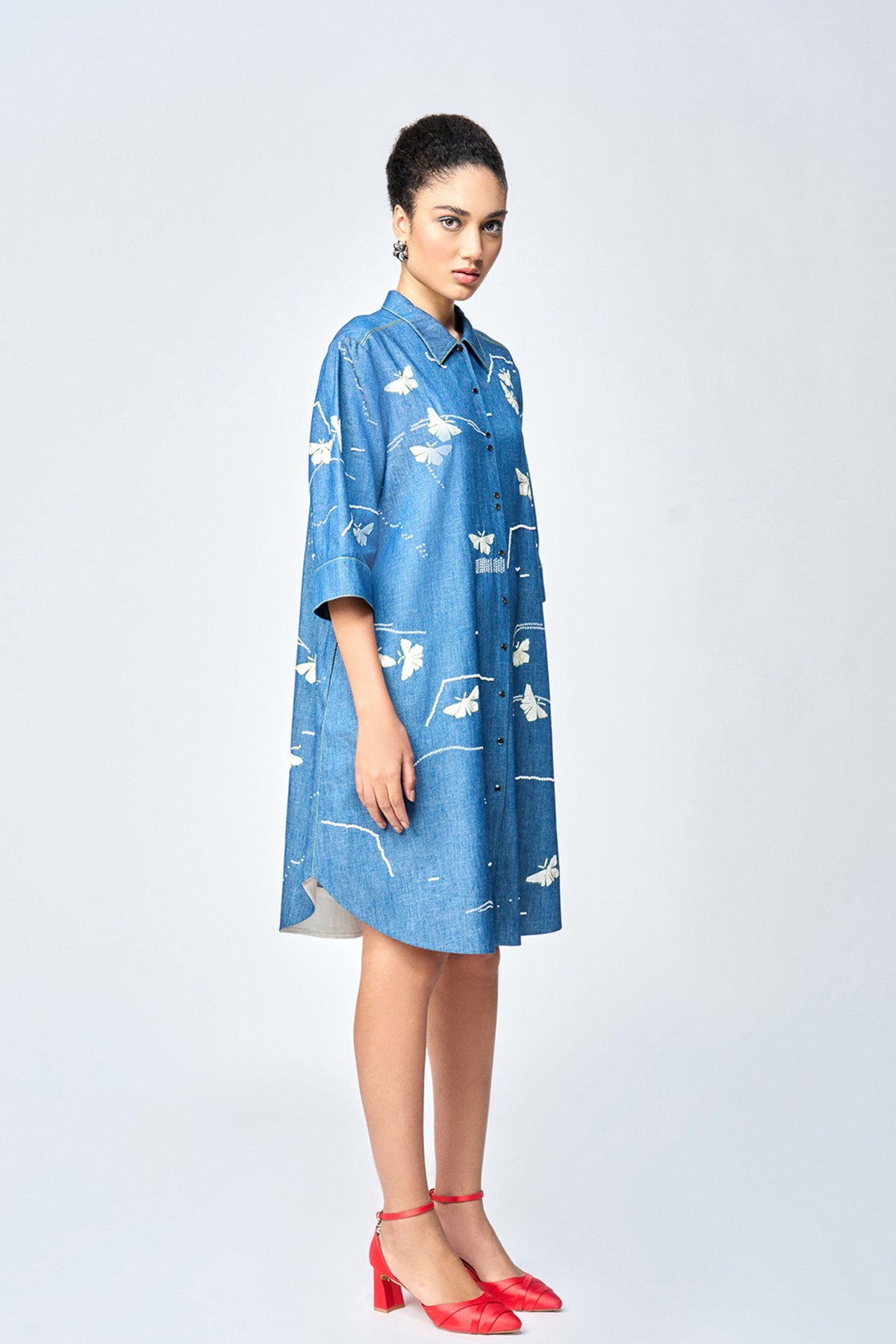 Steel Blue Shirt Dress