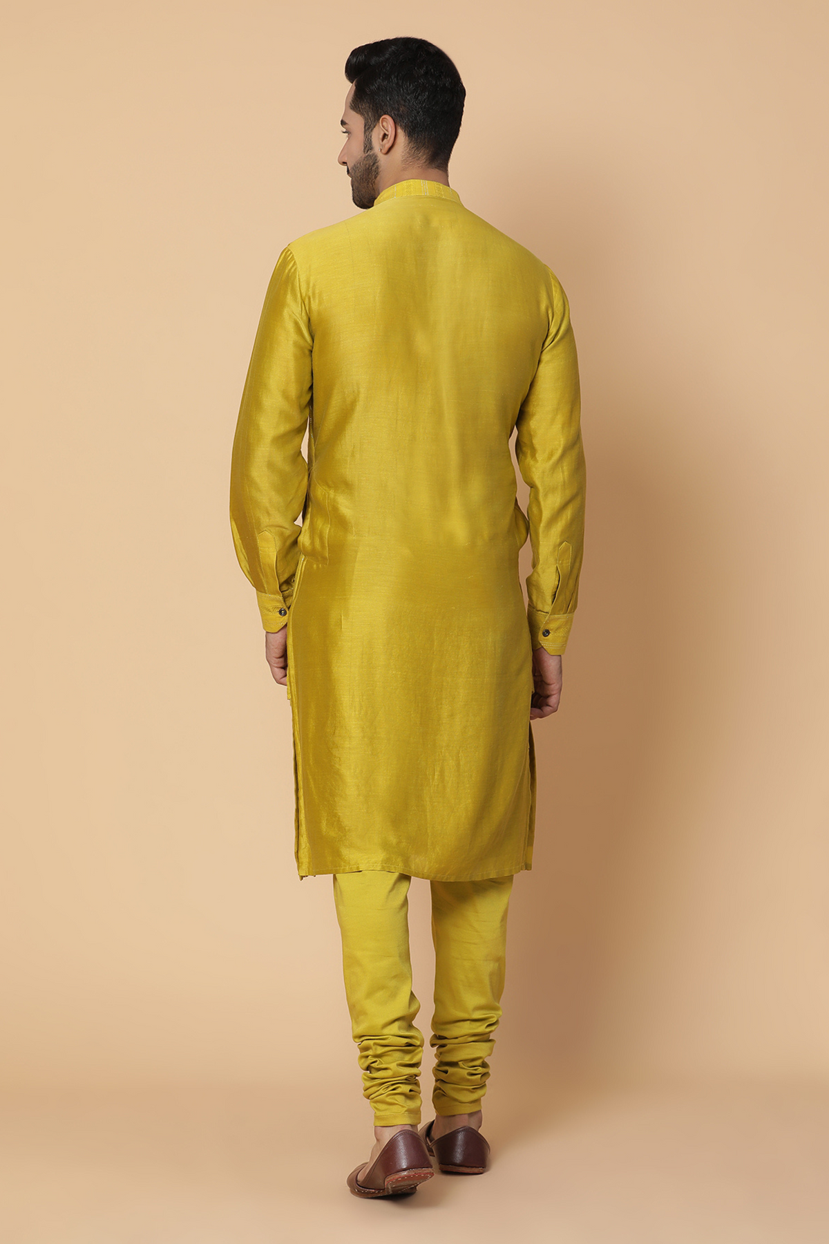 Mustard umbrella kurta with churidar