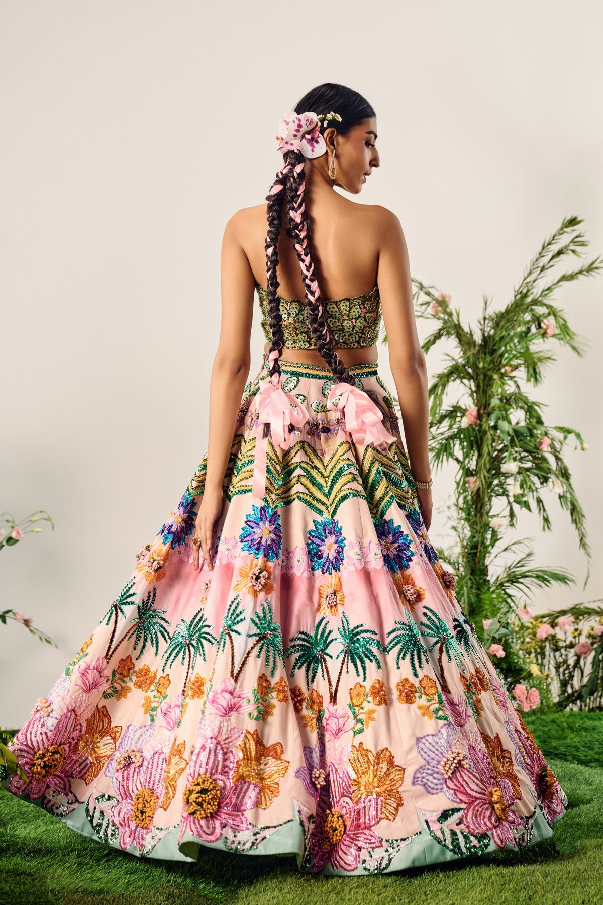 Multi Tropical Print Lehenga Set