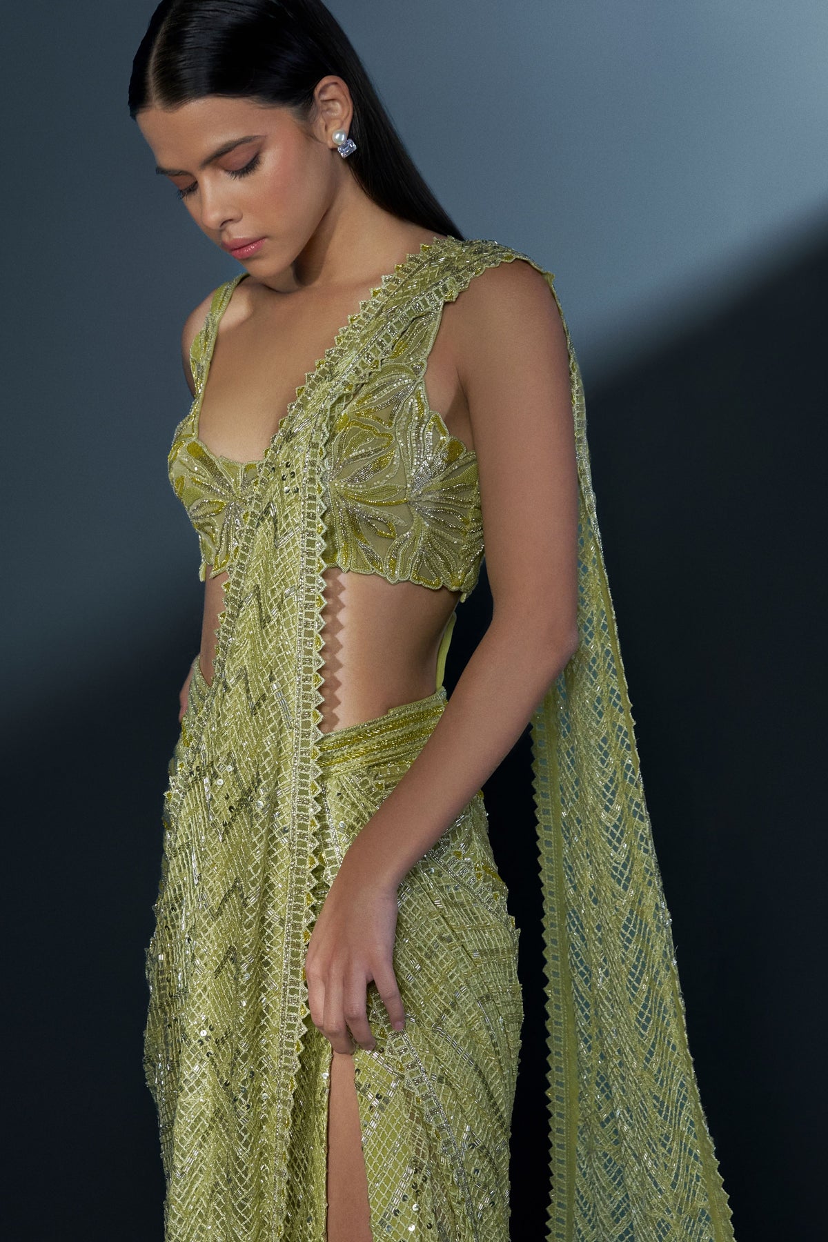 Seraphina Aectic Lime Saree Set