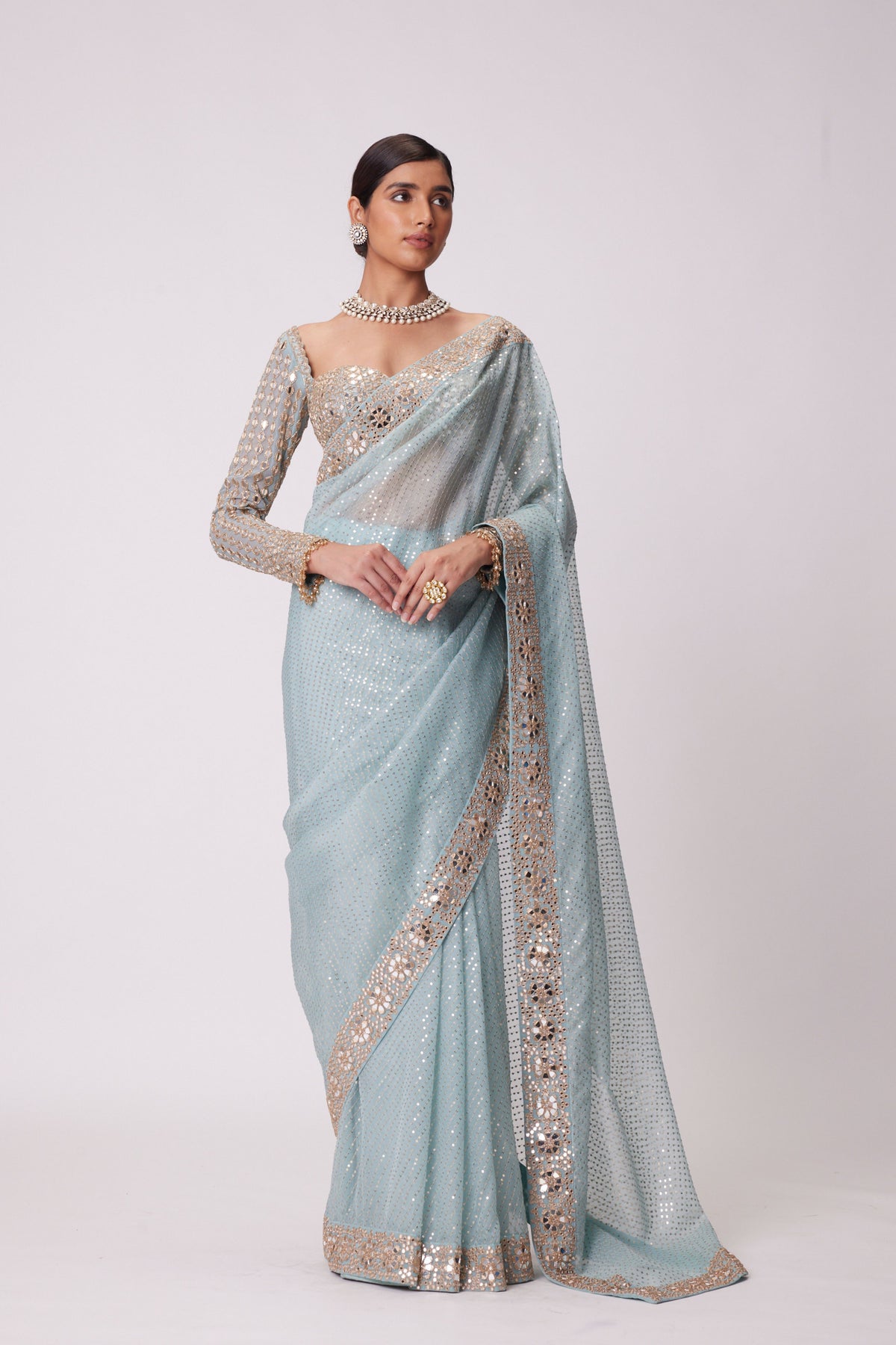 Powder Blue Saree Set