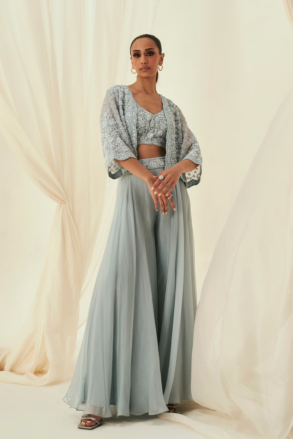 Ice Blue Maya Sharara Set