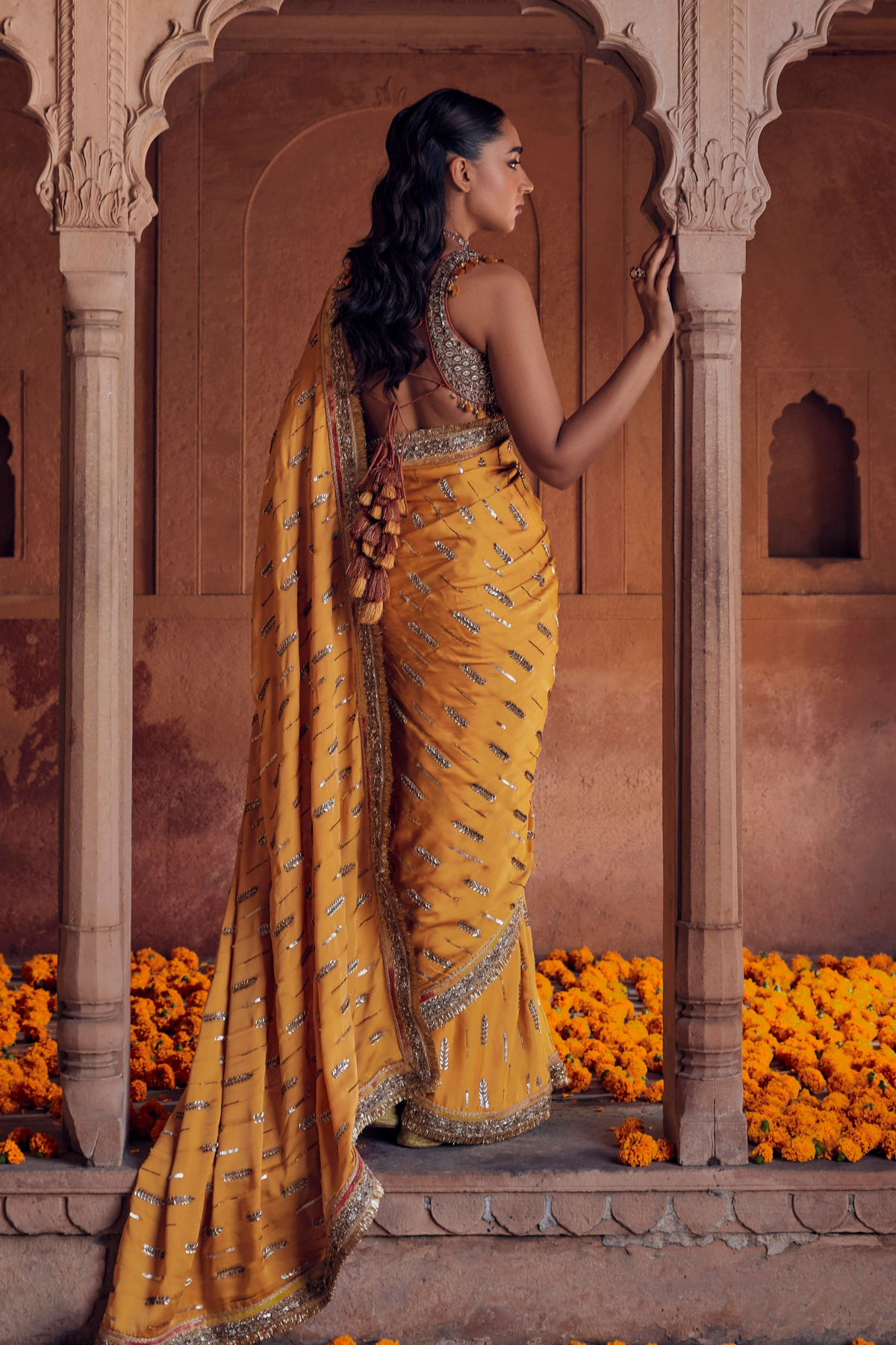 Lalita silk Linen Satin Saree With Detailed Embroidery